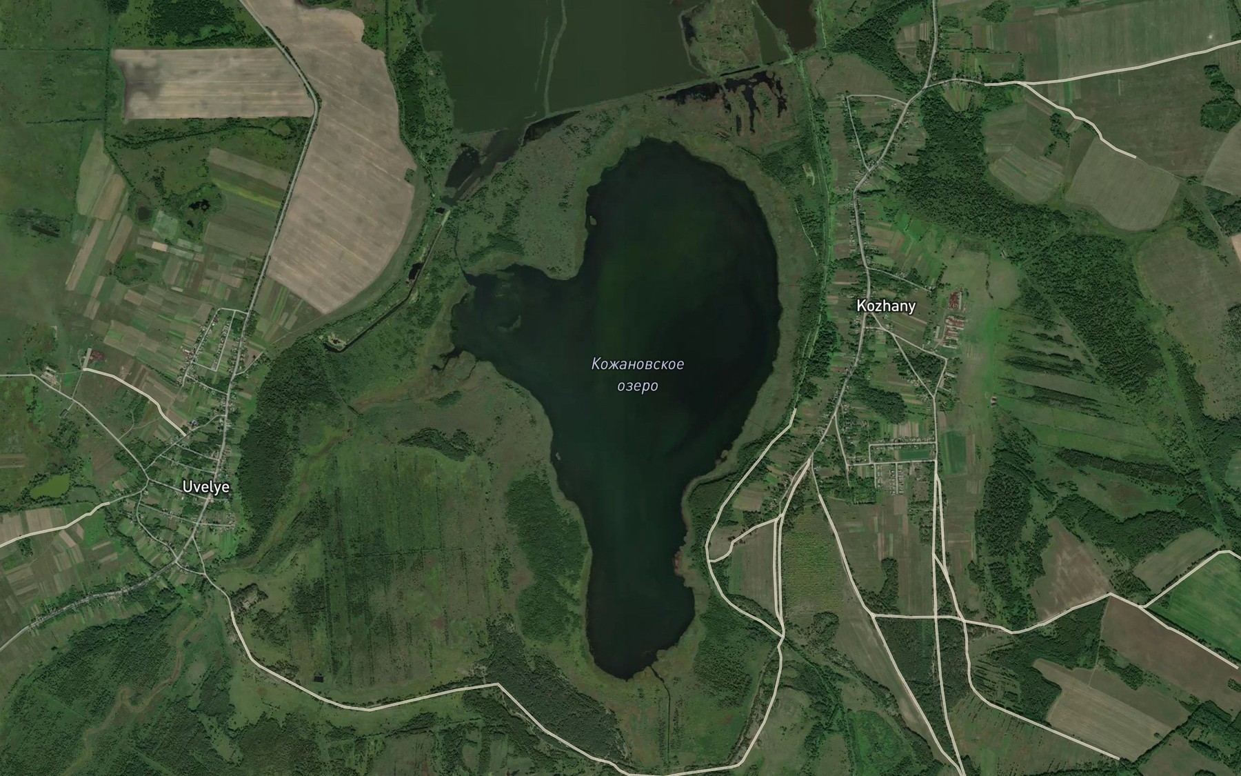 Satellite map of the Ozero Kozhanovskoye