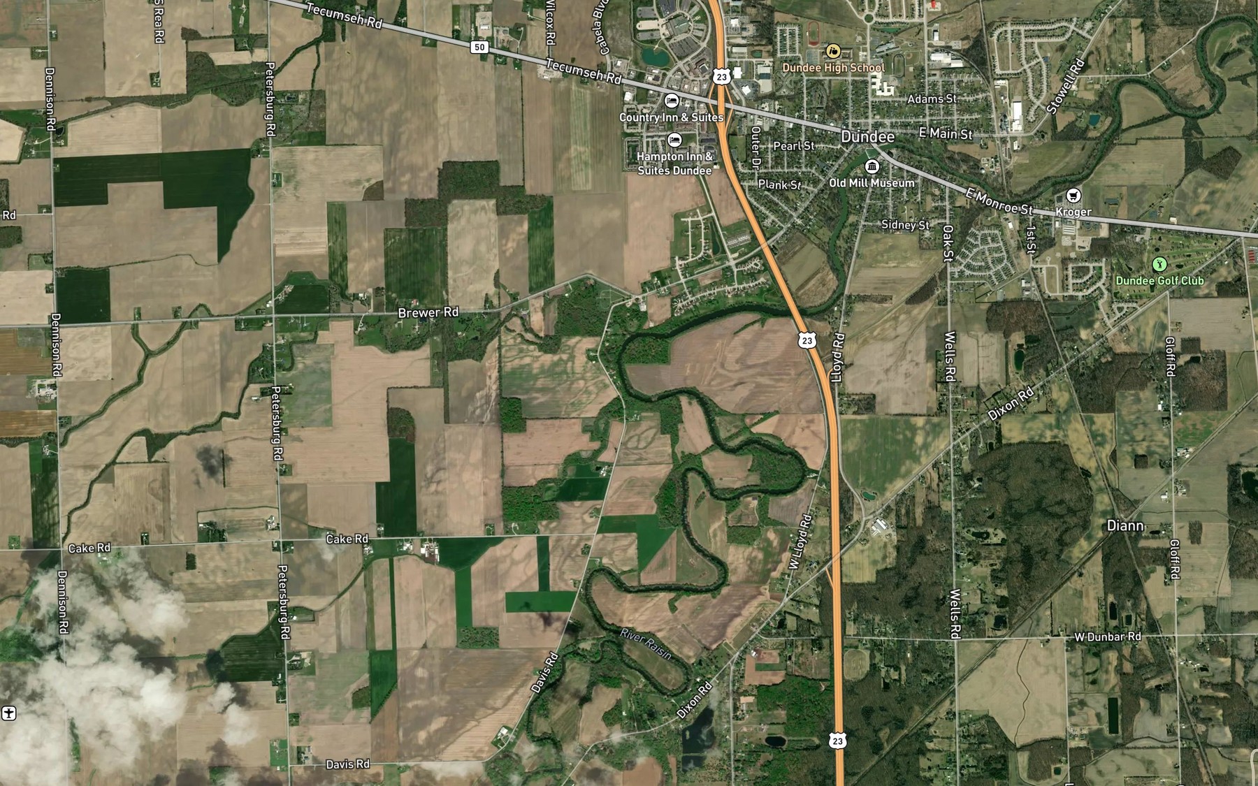 Satellite map of the Dunlap Drain