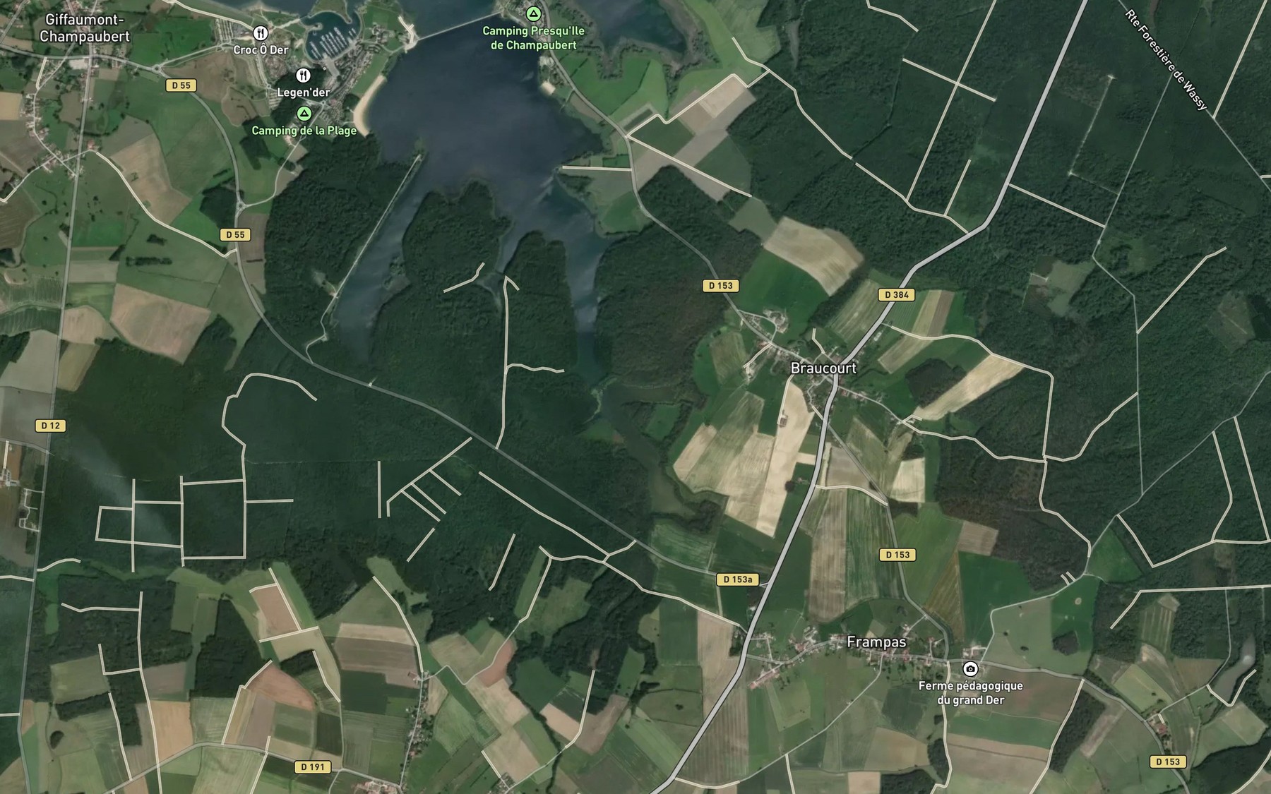 Satellite map of the Etang la Dame