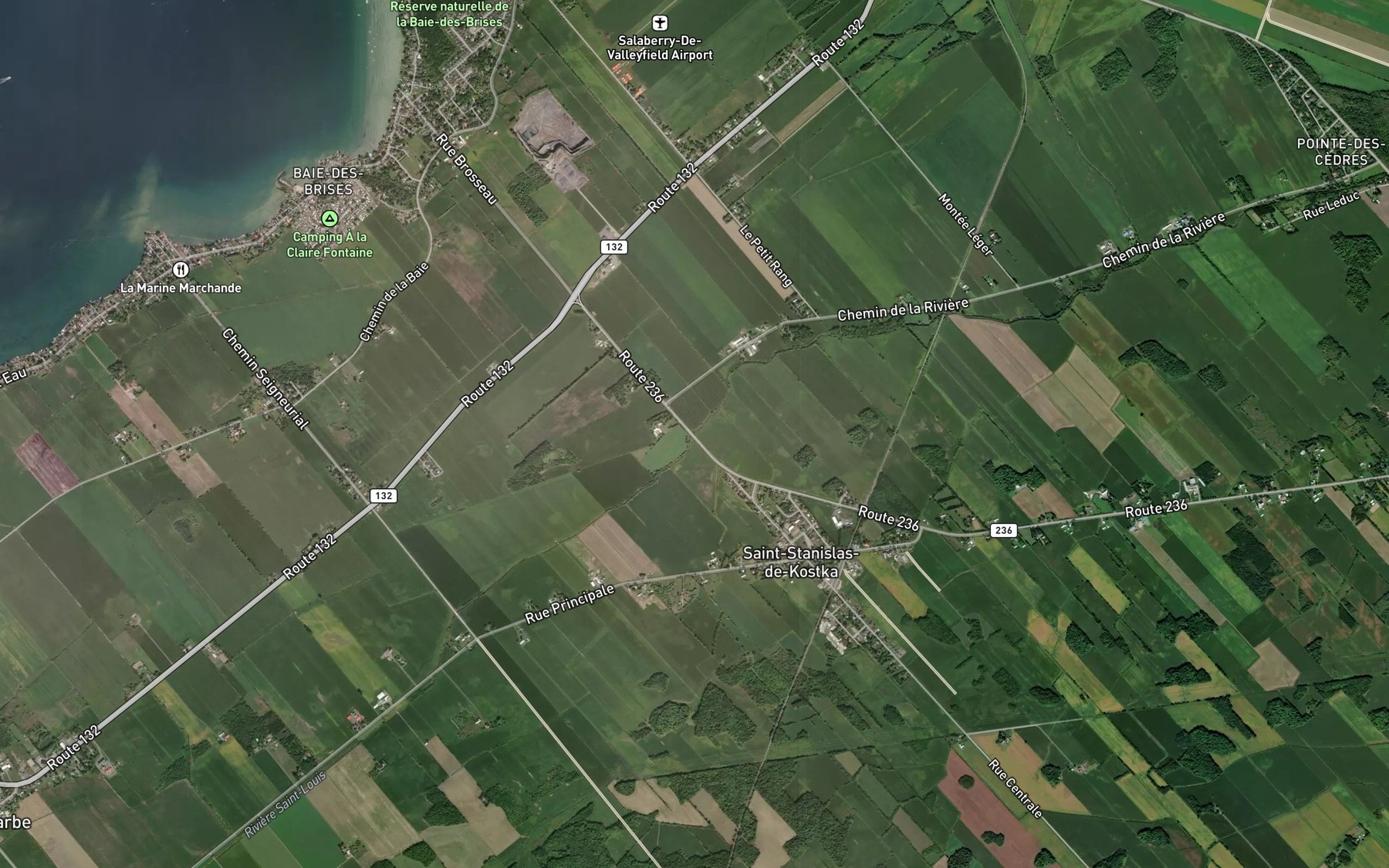 Satellite map of the Cours d'eau Creek