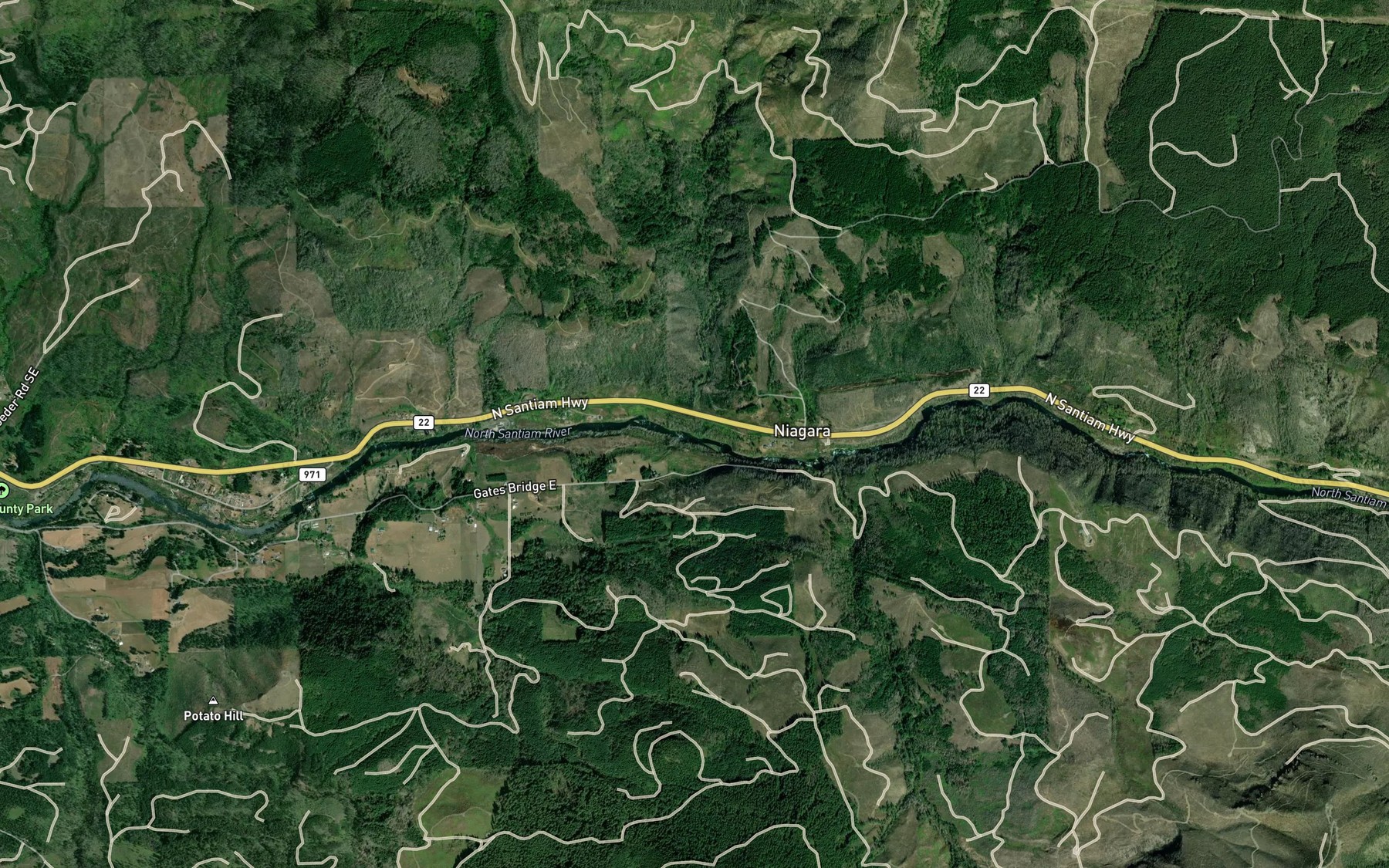 Satellite map of the Bad Banks Creek