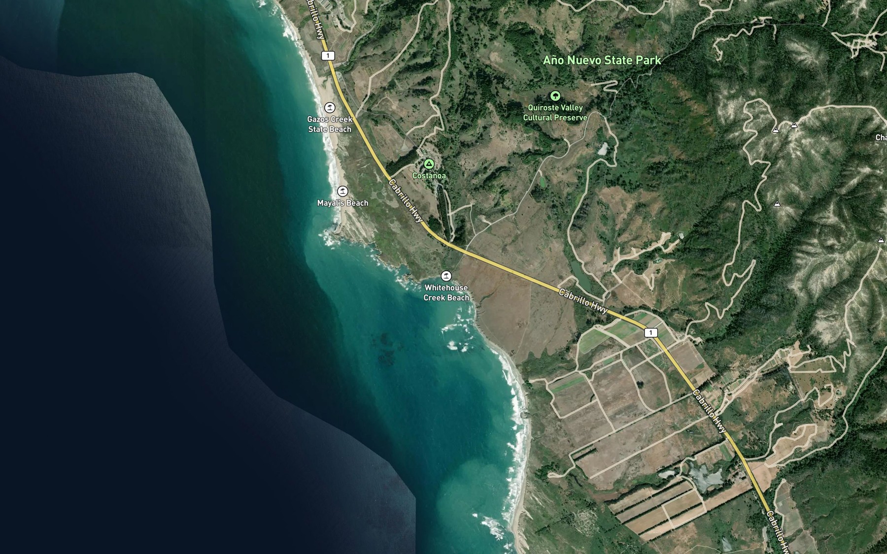Satellite map of the Whitehouse Creek