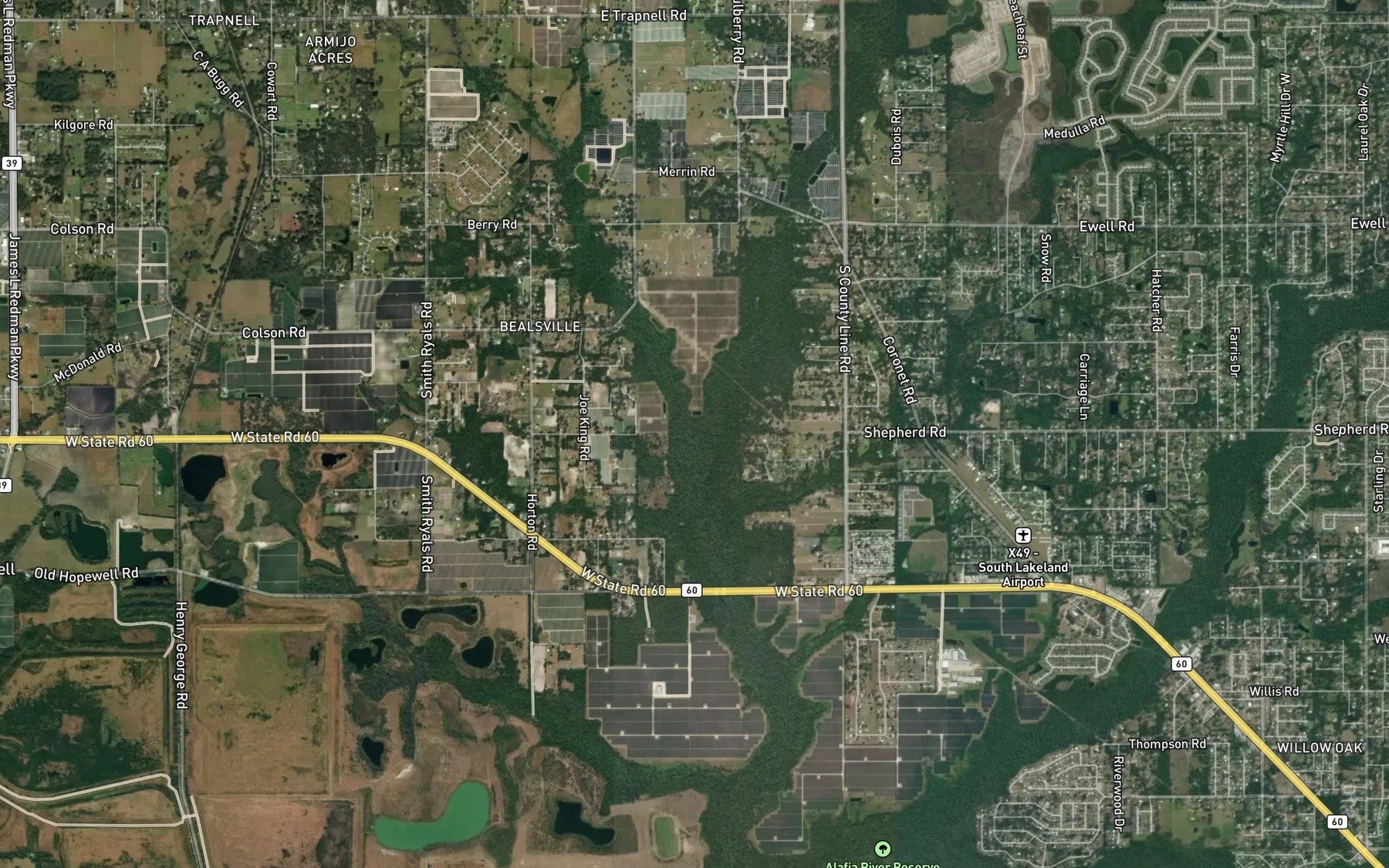Satellite map of the Howell Branch