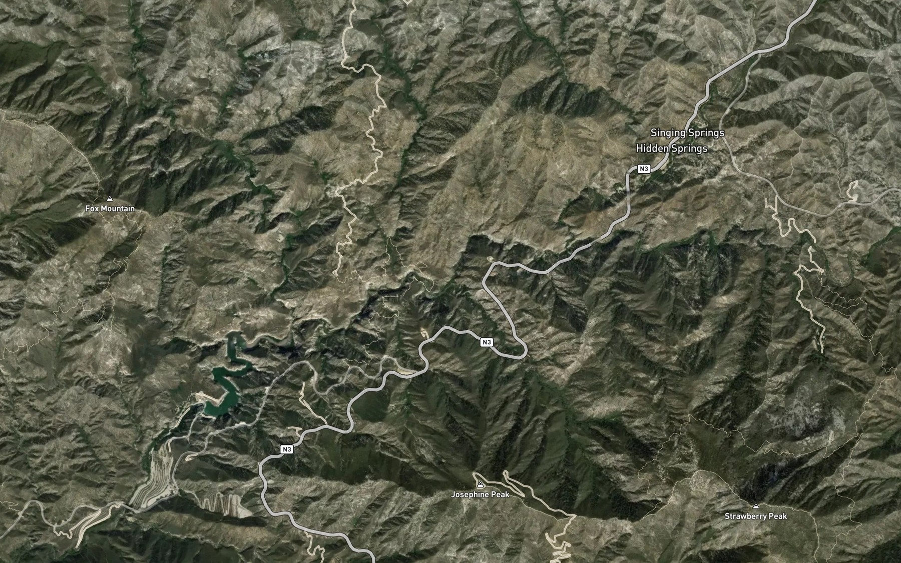 Satellite map of the Lucas Creek