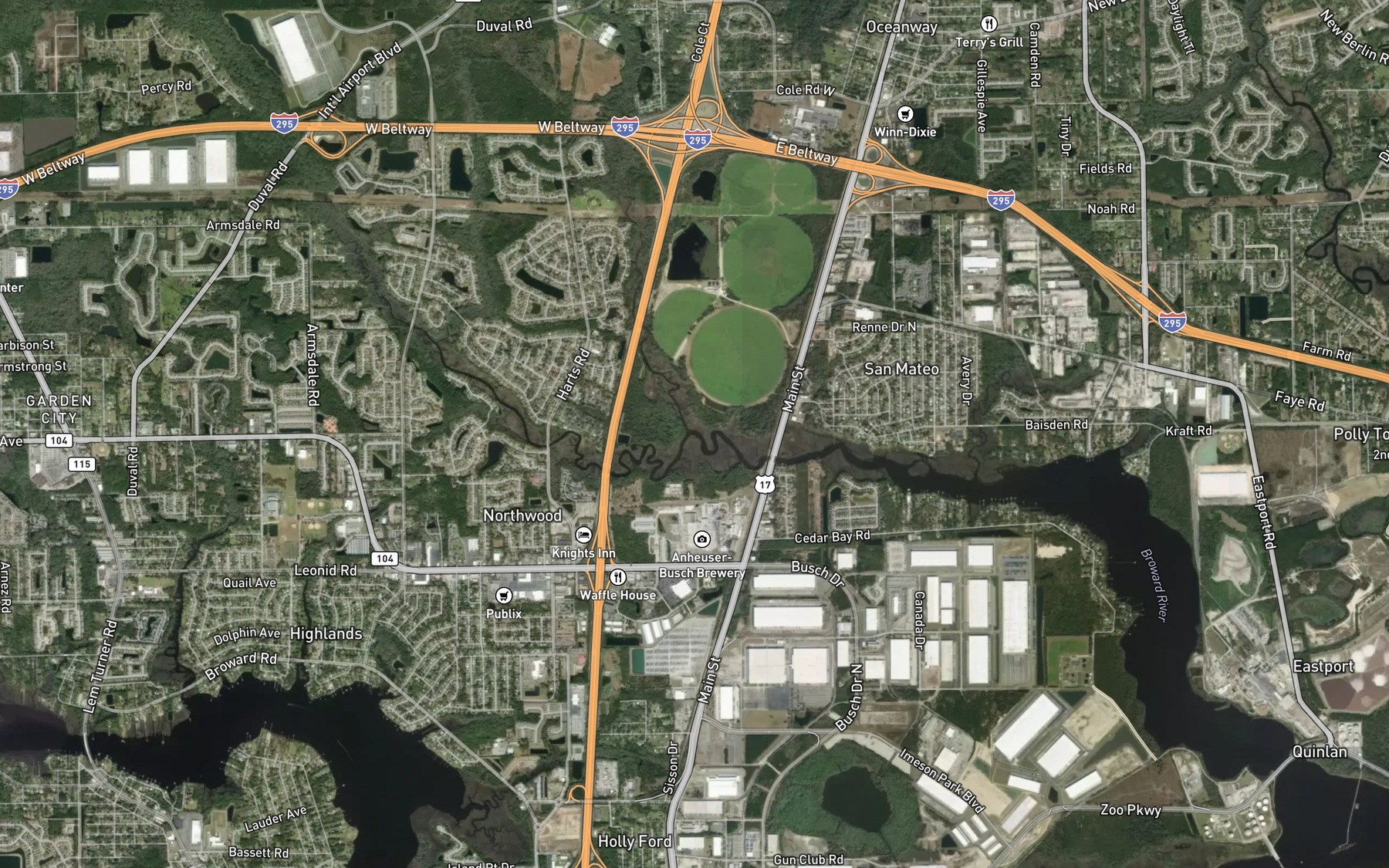Satellite map of the Cedar Creek