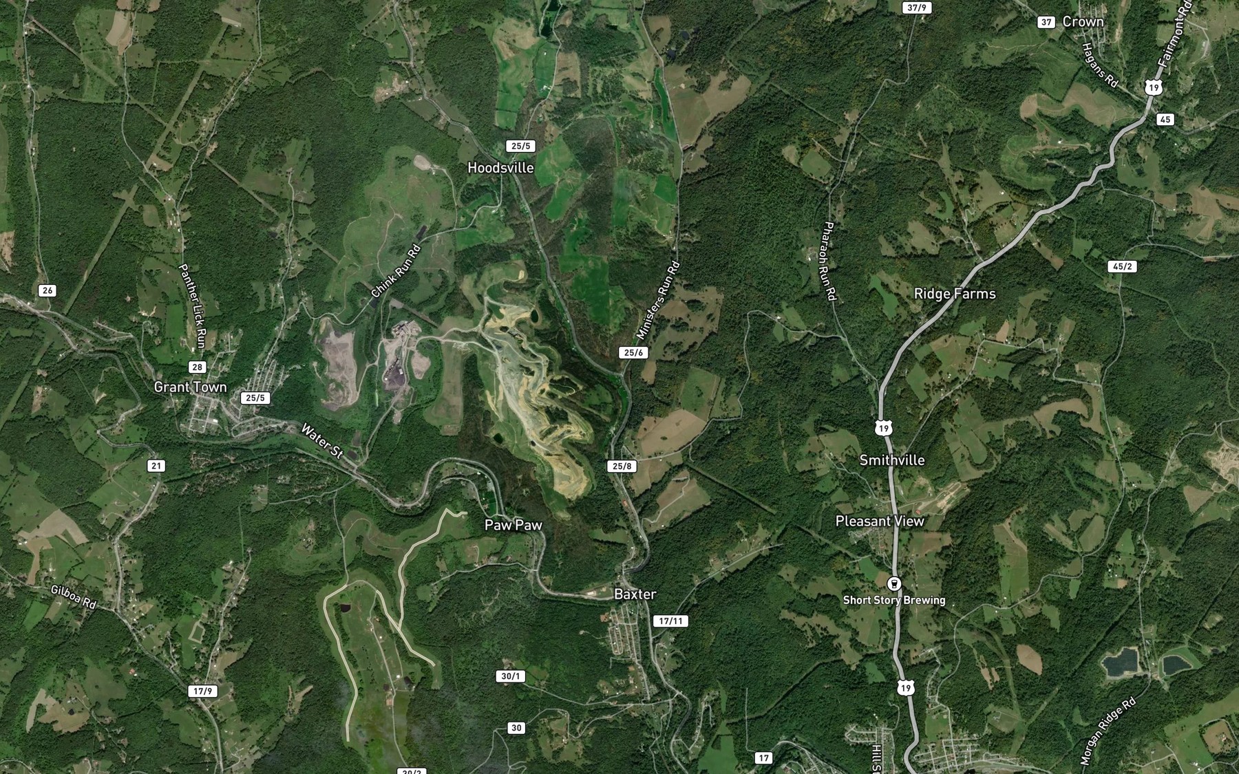 Satellite map of the Ministers Run