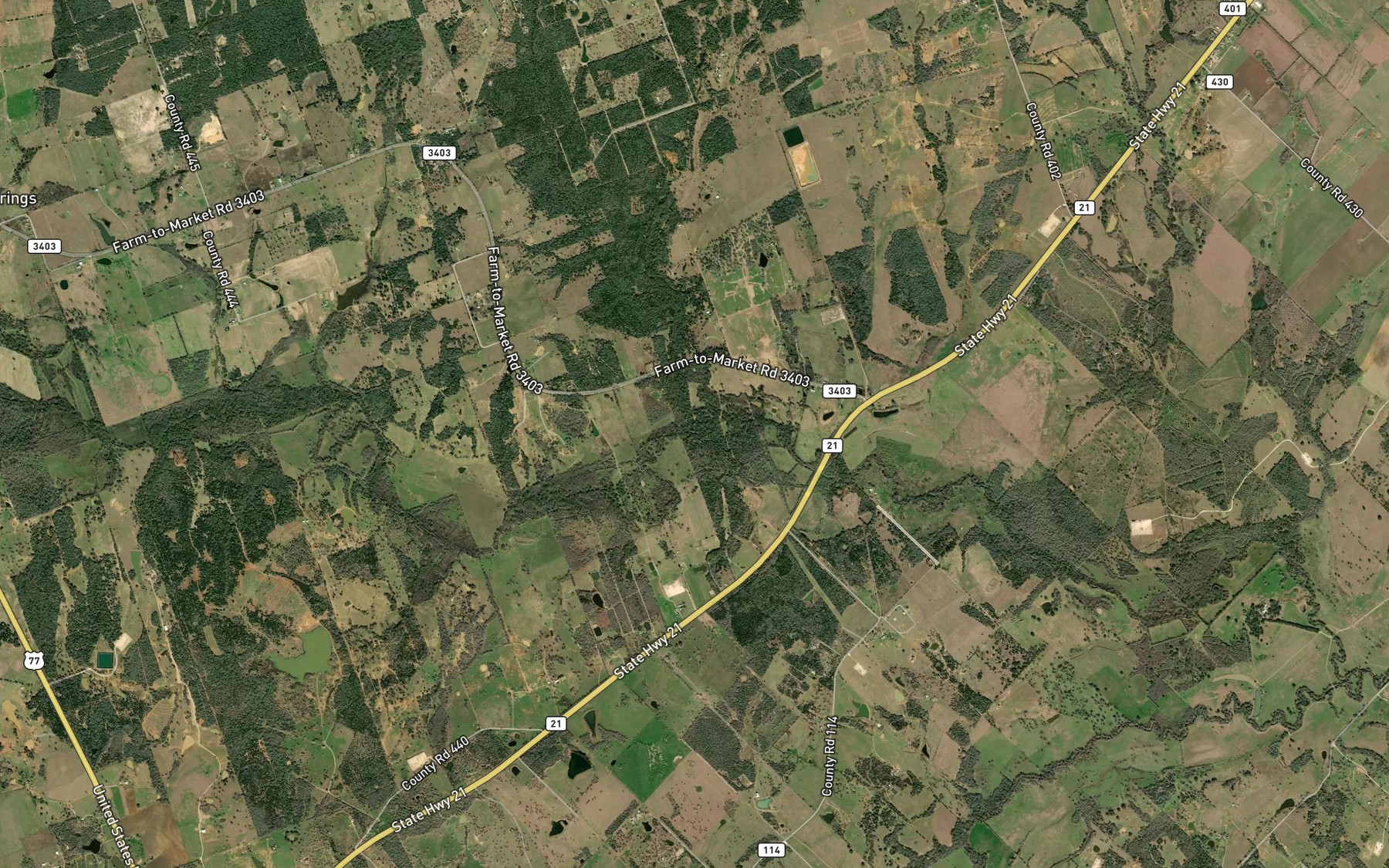 Satellite map of the Copperas Creek
