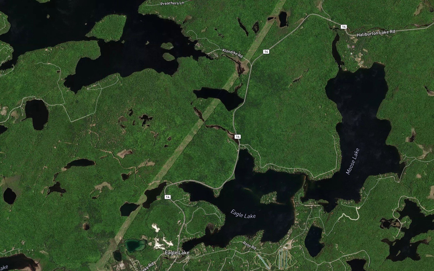 Satellite map of the East Redstone River