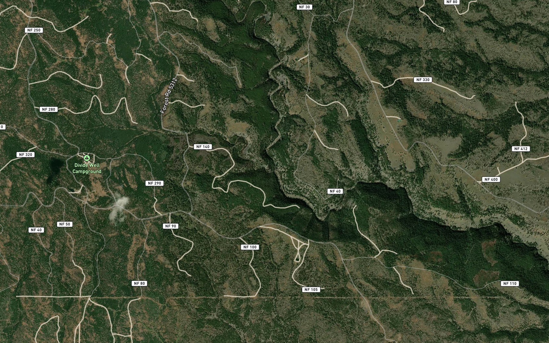 Satellite map of the Silver Creek