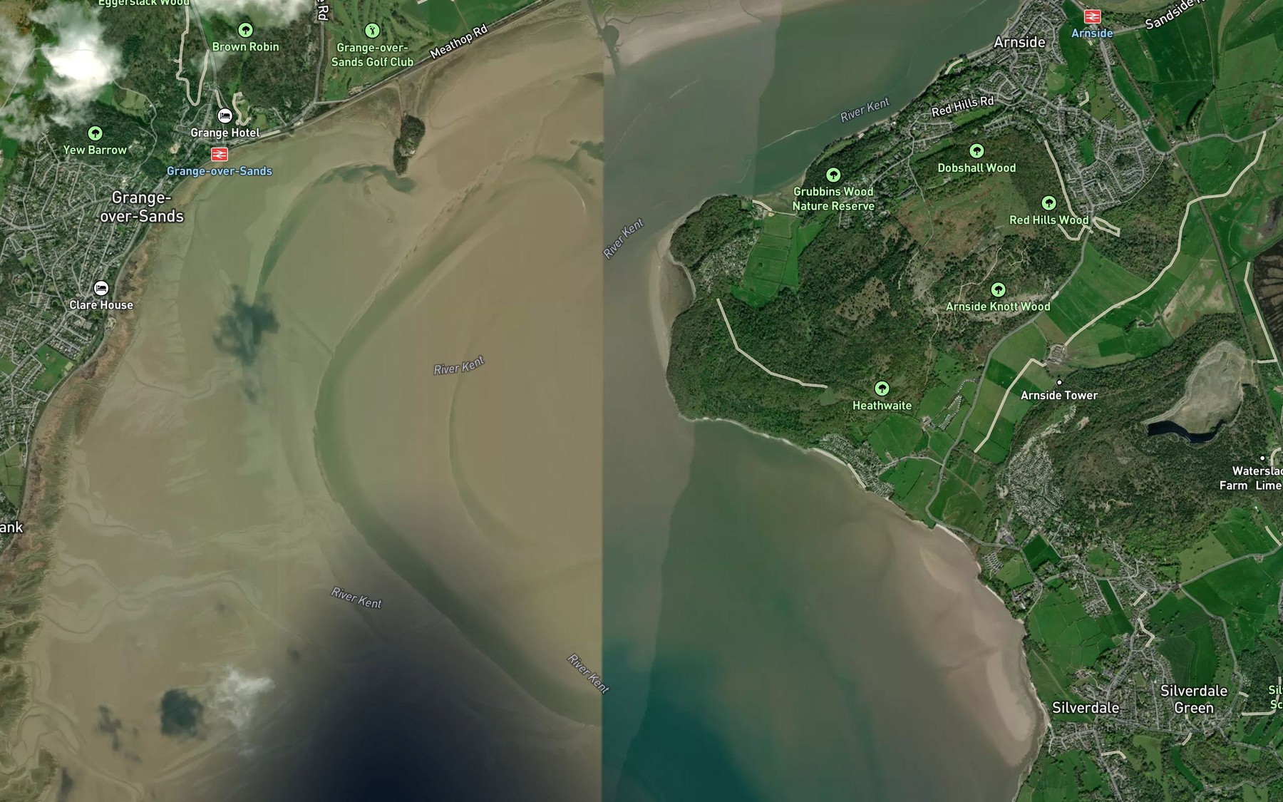 Satellite map of the River Winster