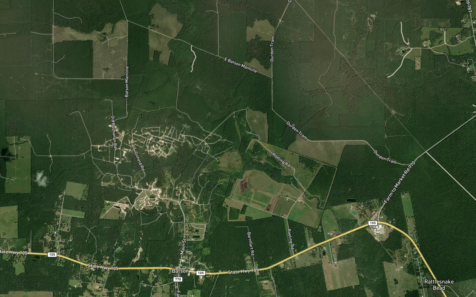 Satellite map of the Mayhaw Slough