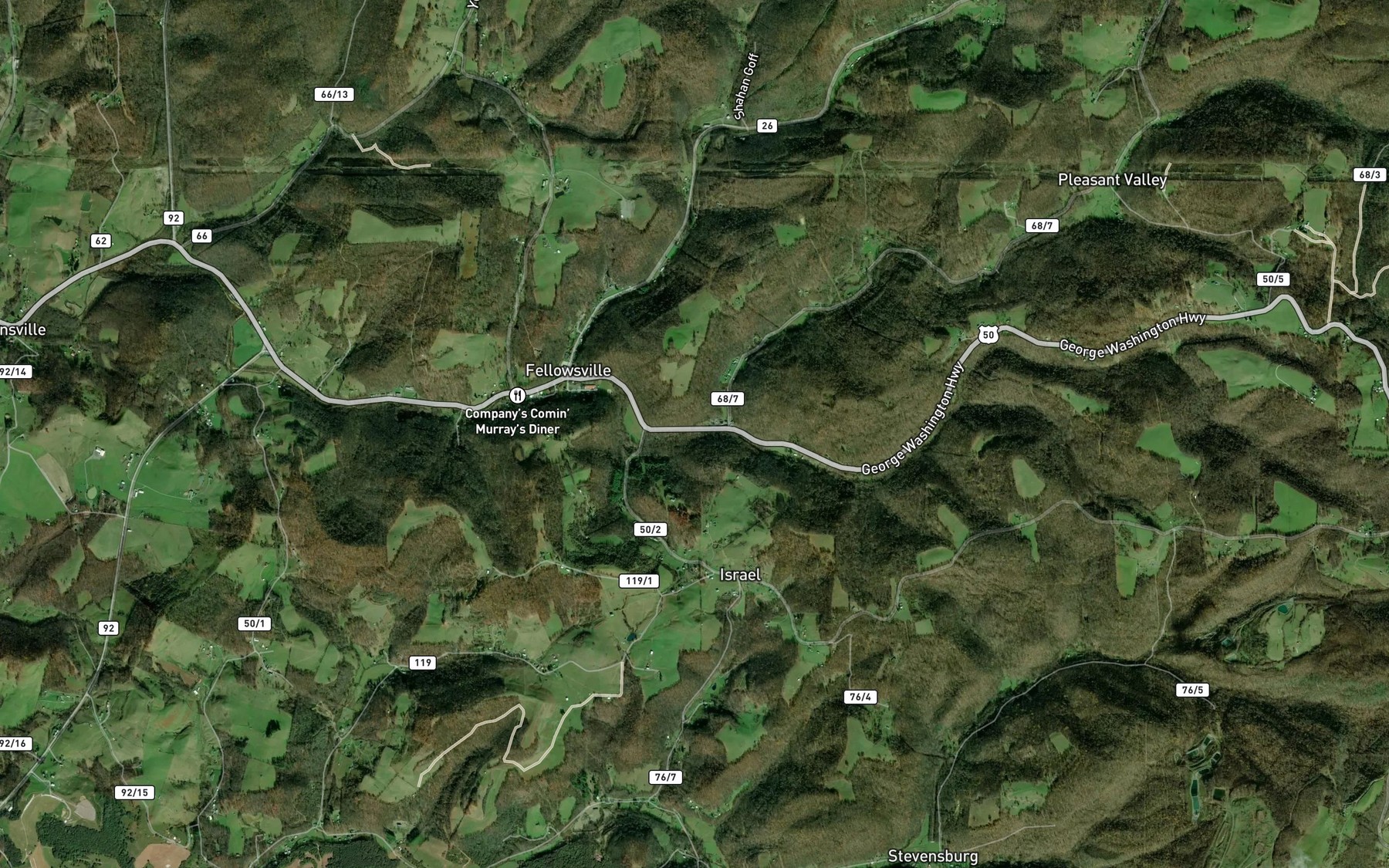 Satellite map of the Tibbs Run