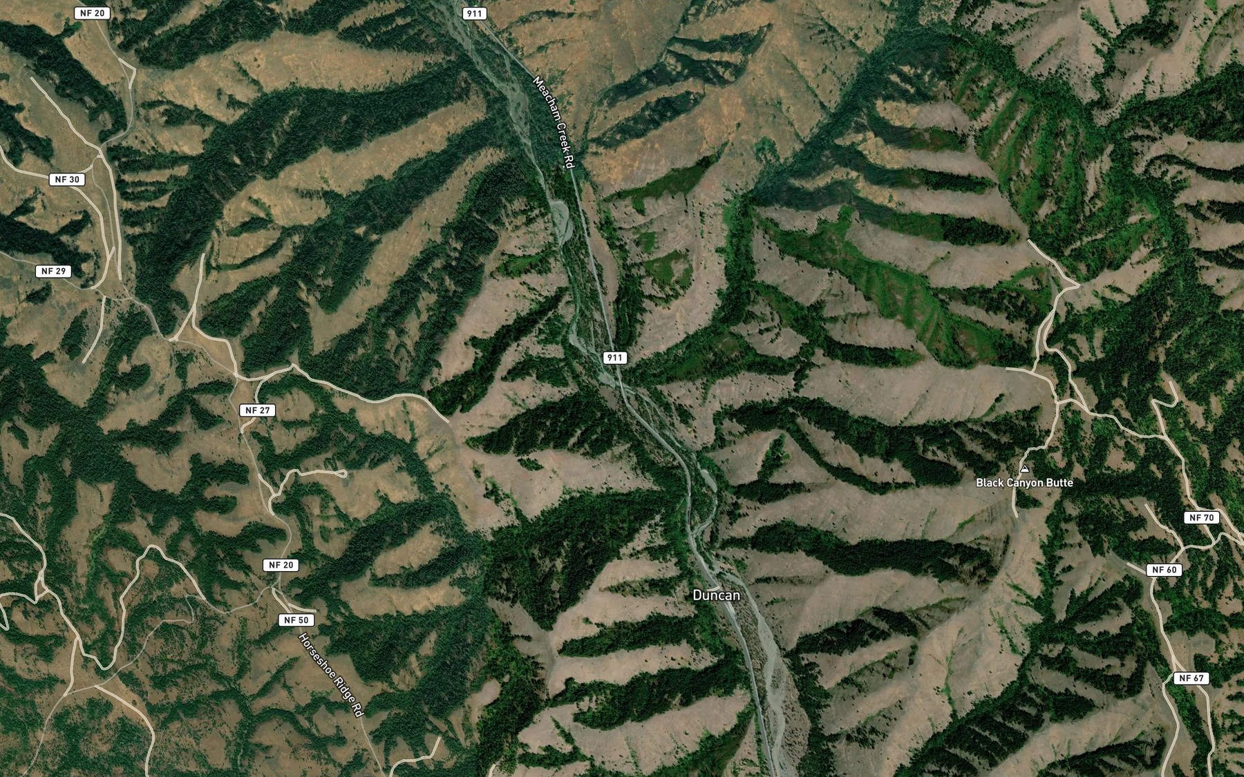 Satellite map of the Camp Creek
