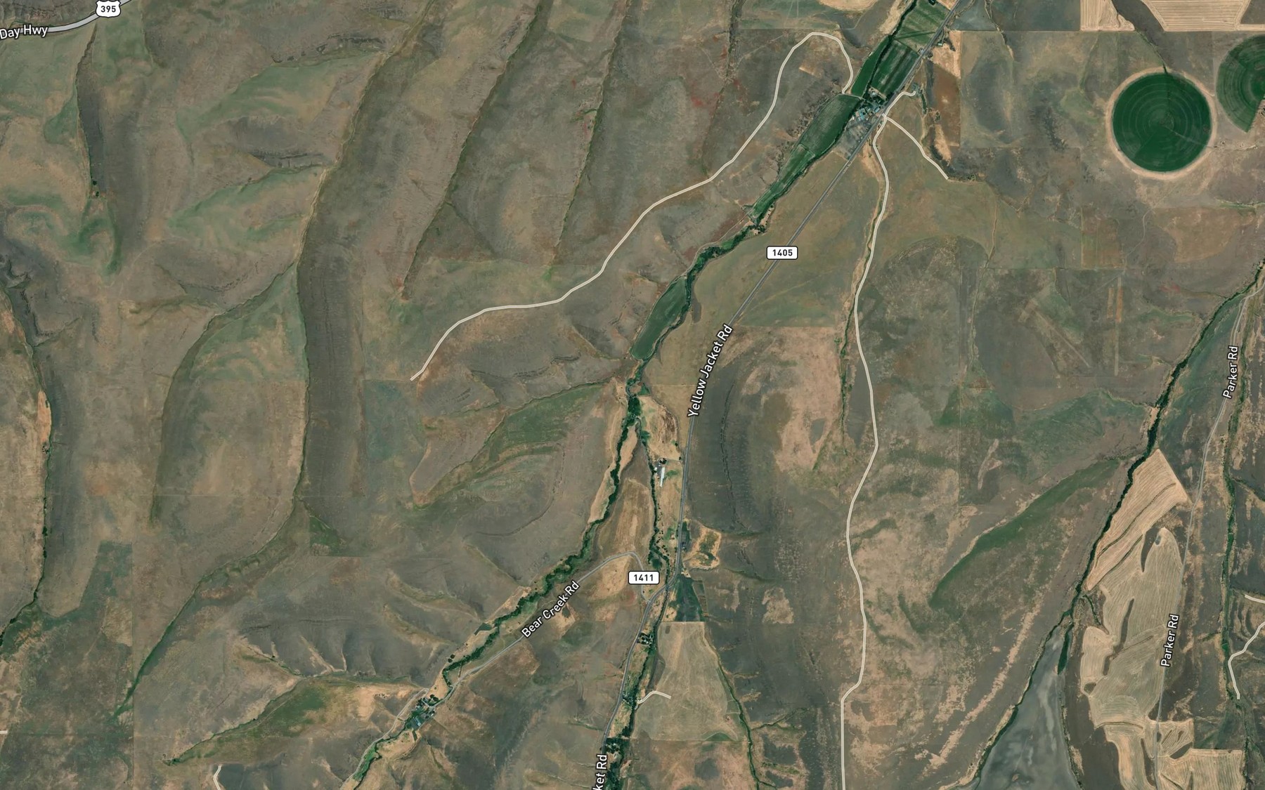 Satellite map of the Bear Creek