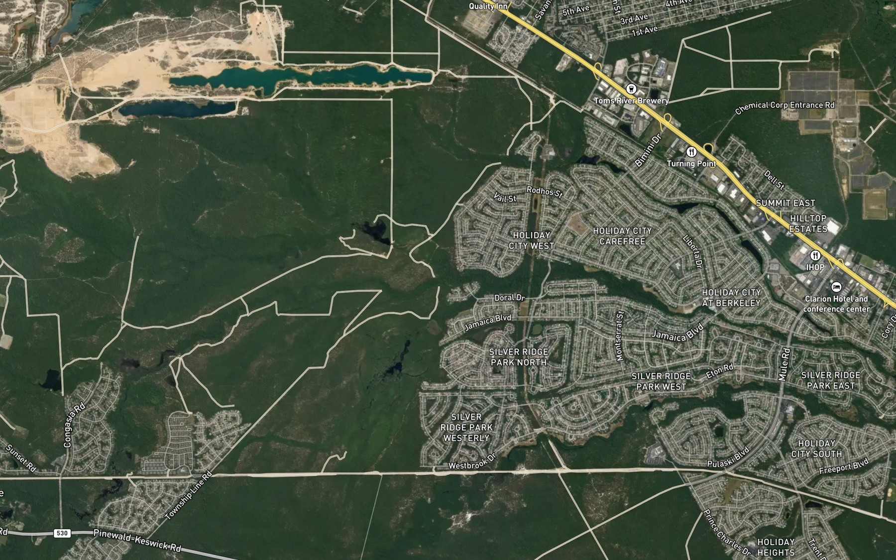 Satellite map of the Michaels Branch