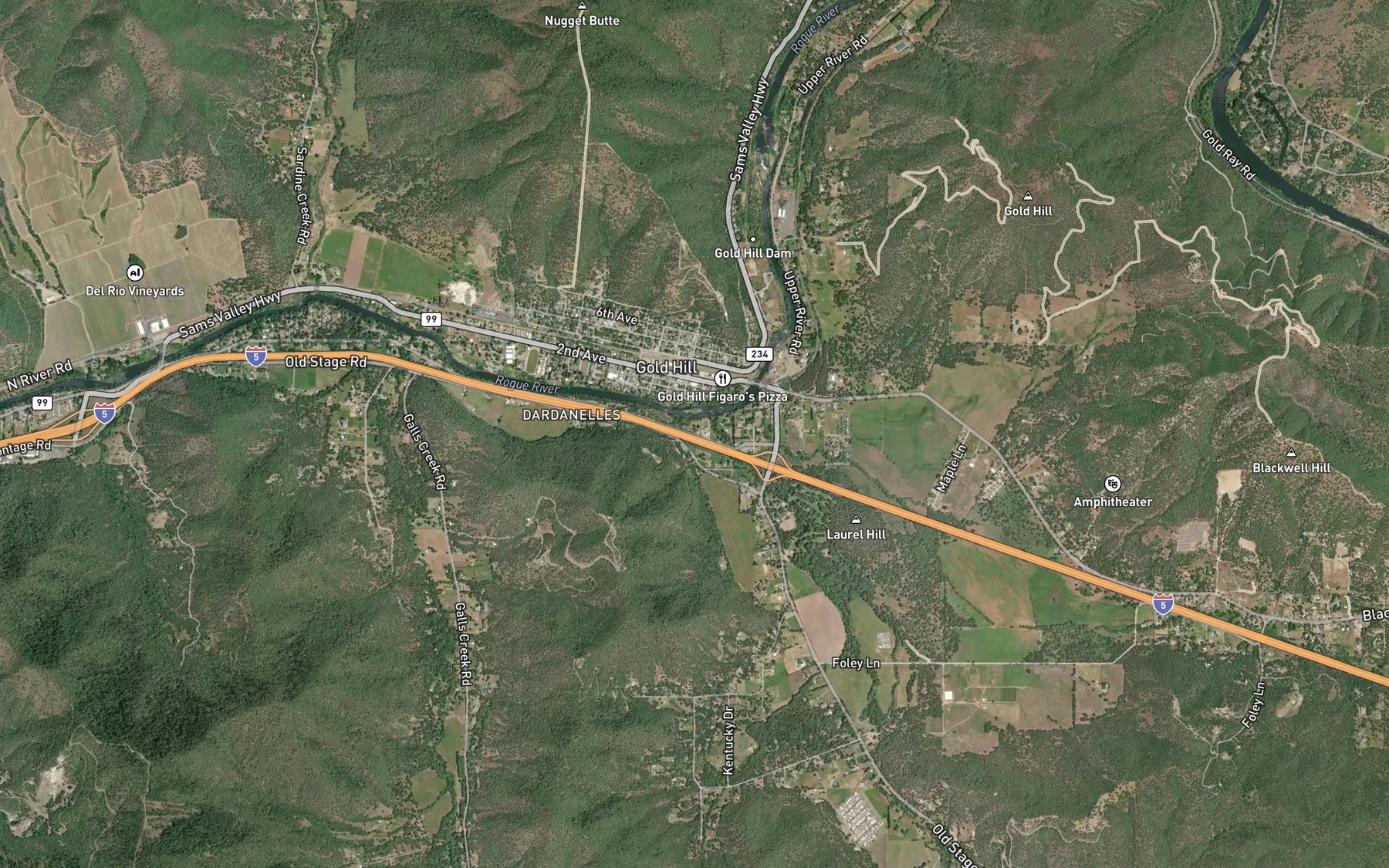 Satellite map of the Kane Creek