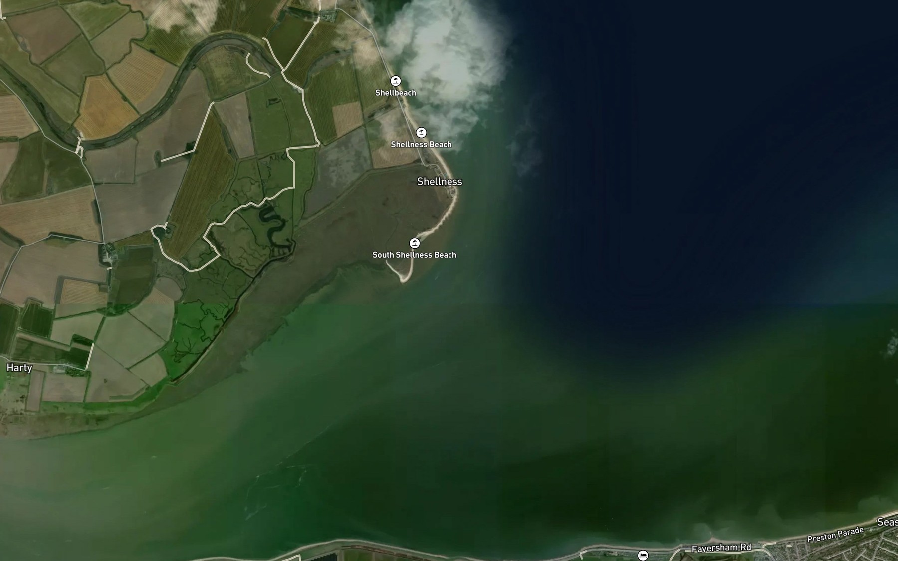Satellite map of the East Swale
