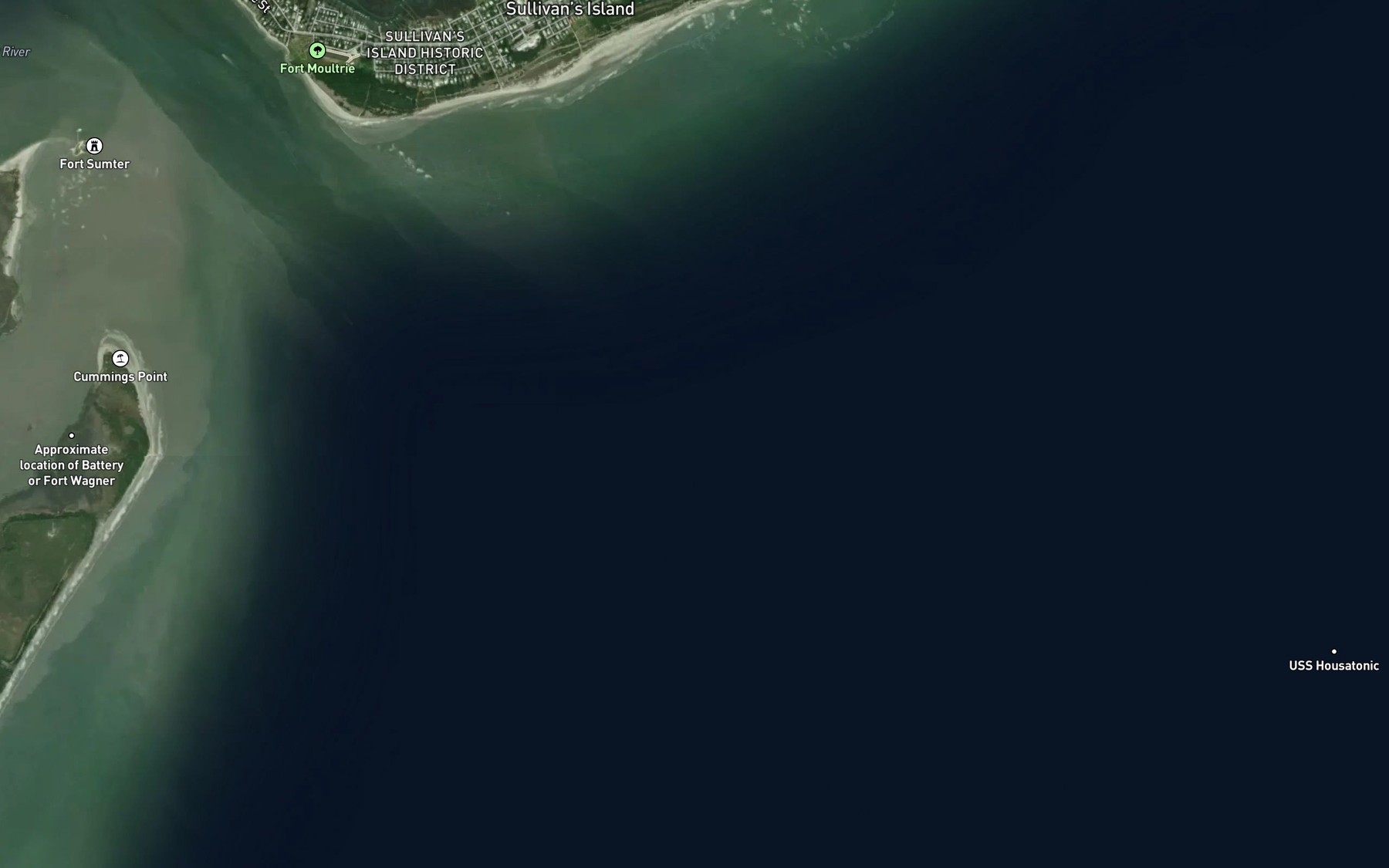 Satellite map of the Swash Channel (historical)