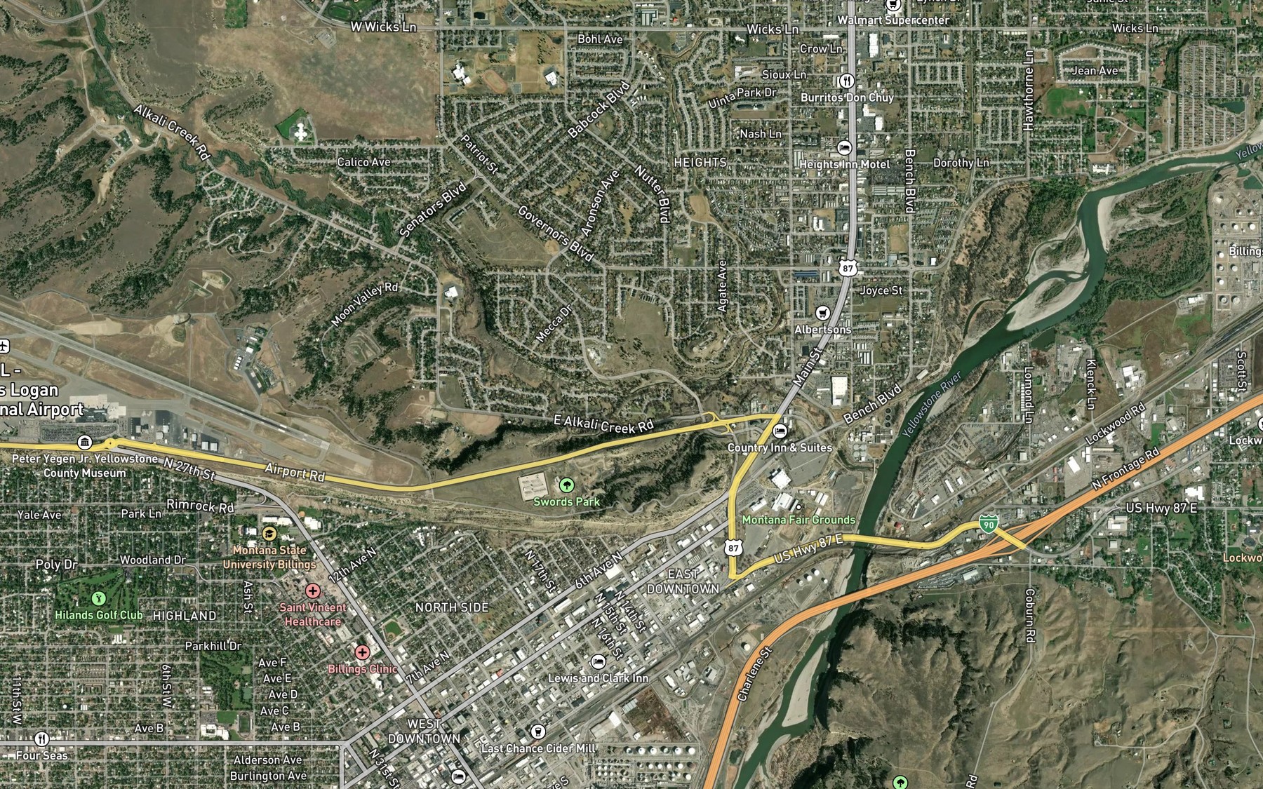 Satellite map of the Alkali Siphon
