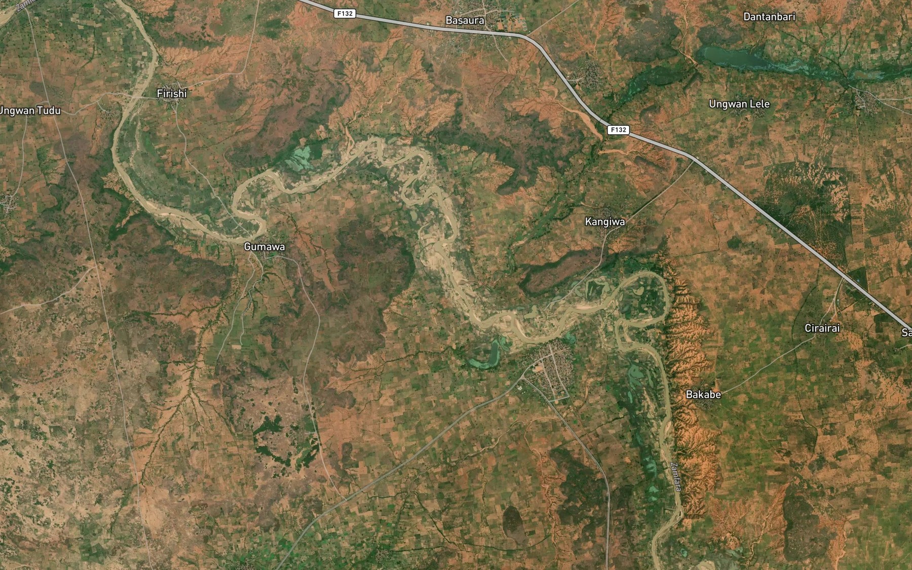Satellite map of the River Langido