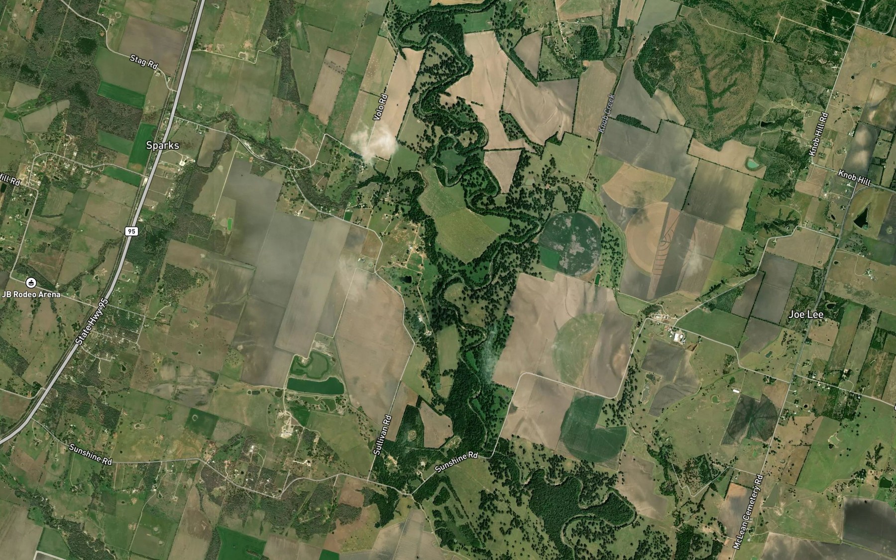 Satellite map of the Runnells Creek