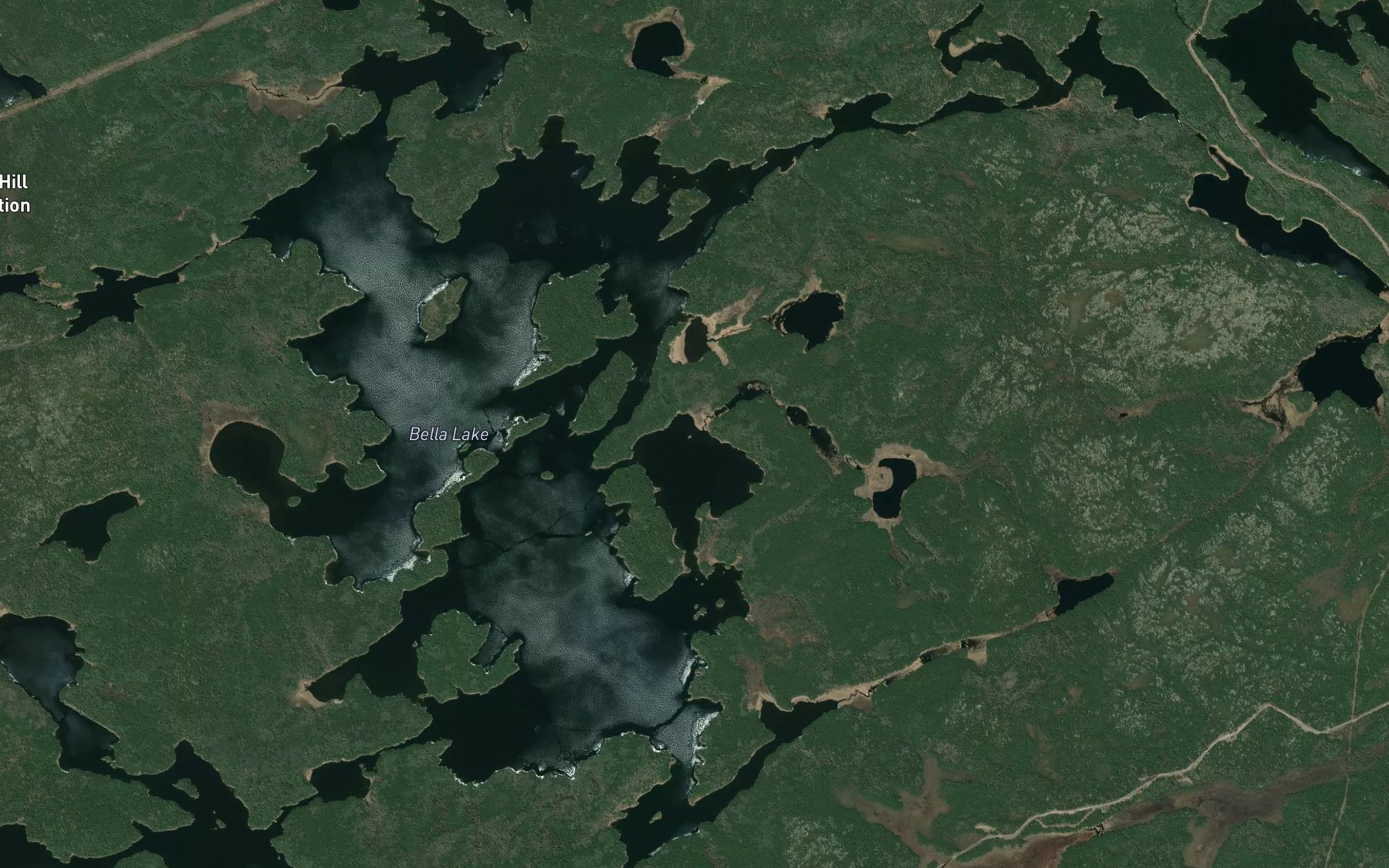 Satellite map of the Bella Lake