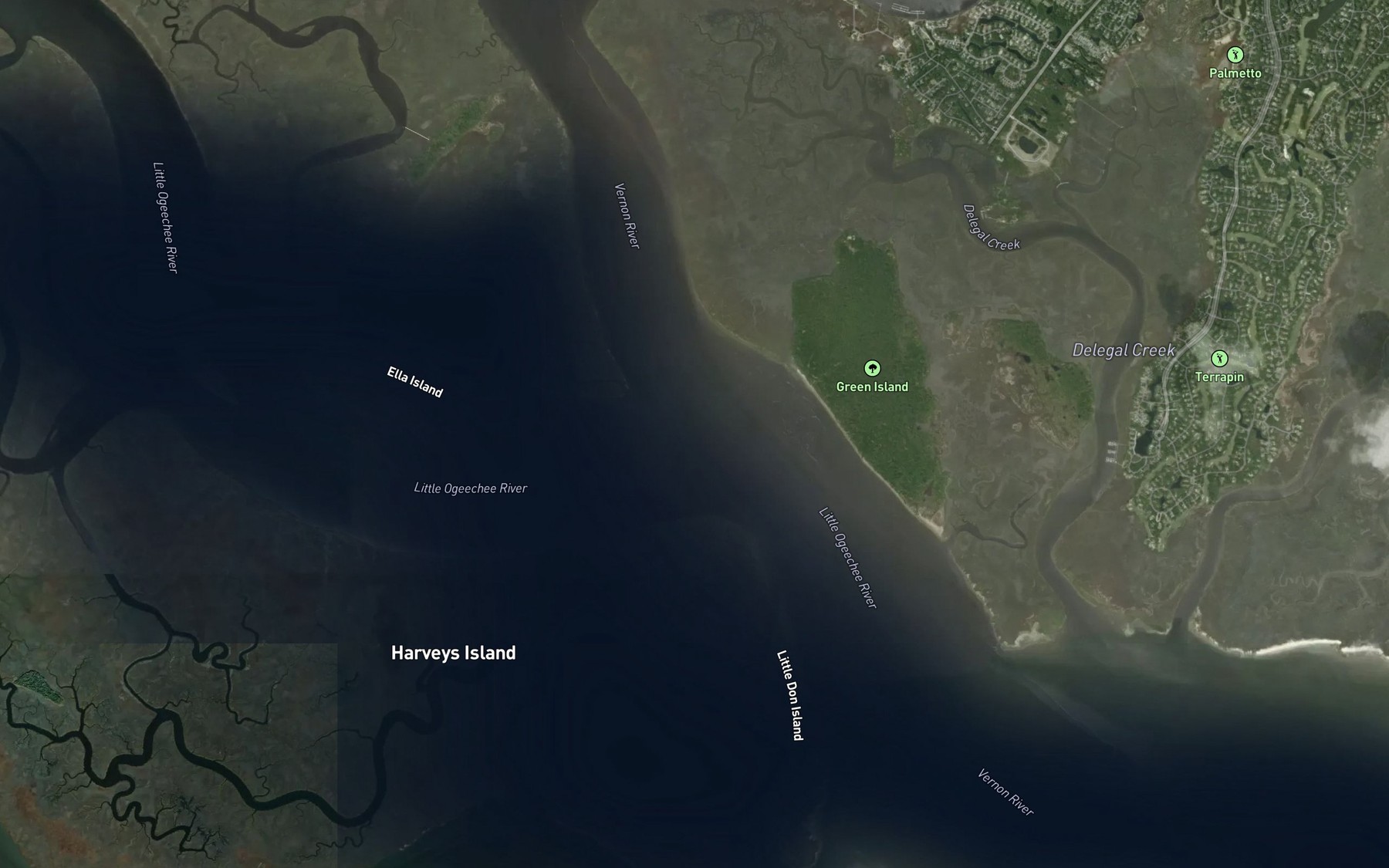 Satellite map of the Little Ogeechee River