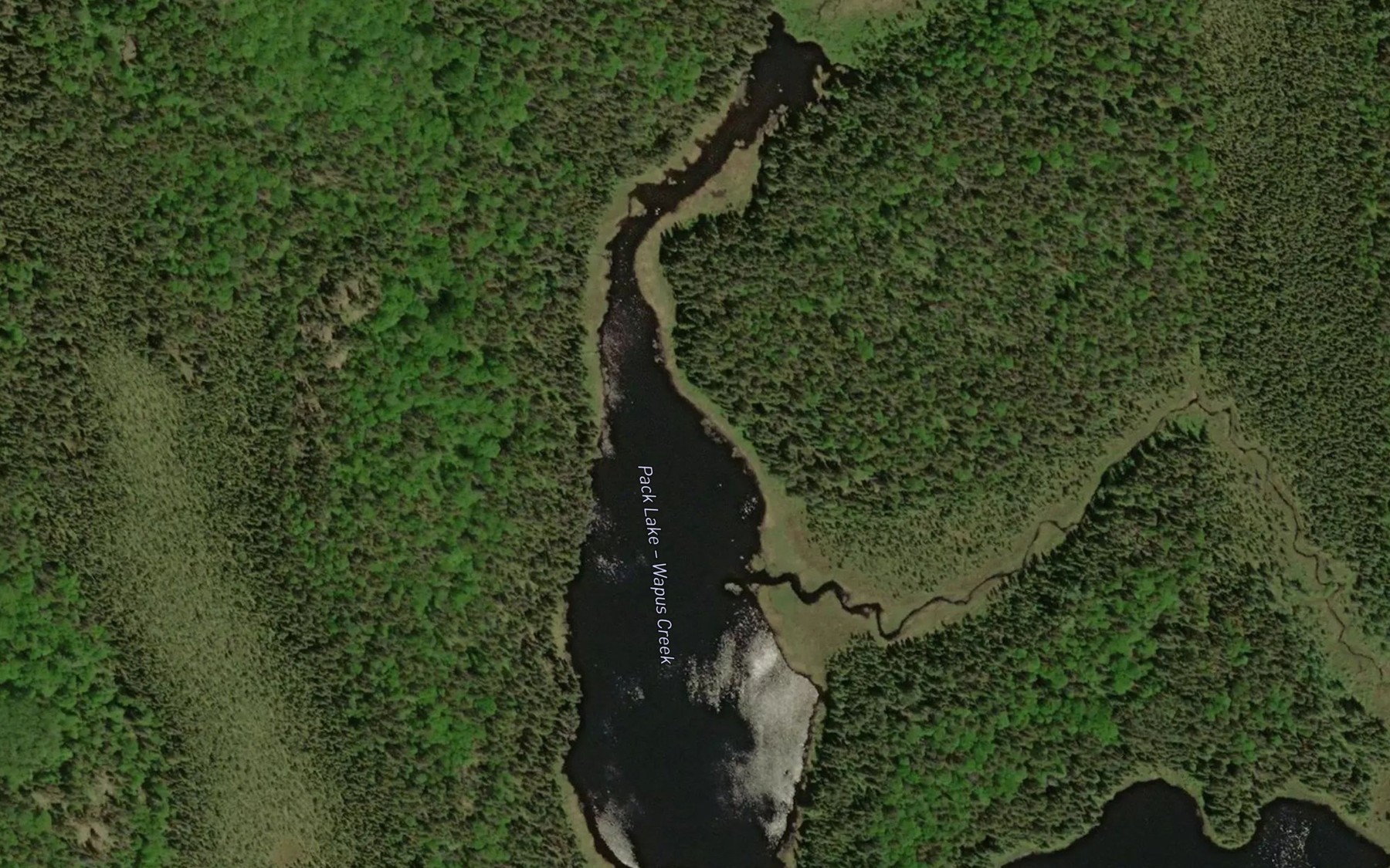 Satellite map of the Pack Lake