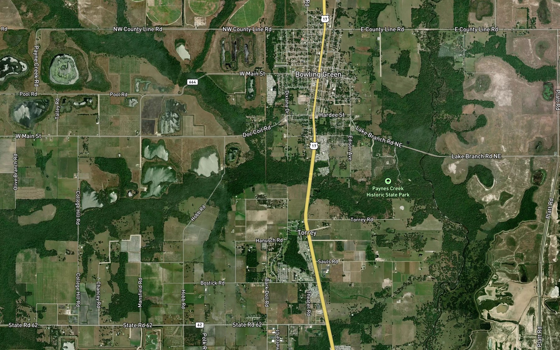 Satellite map of the Little Payne Creek