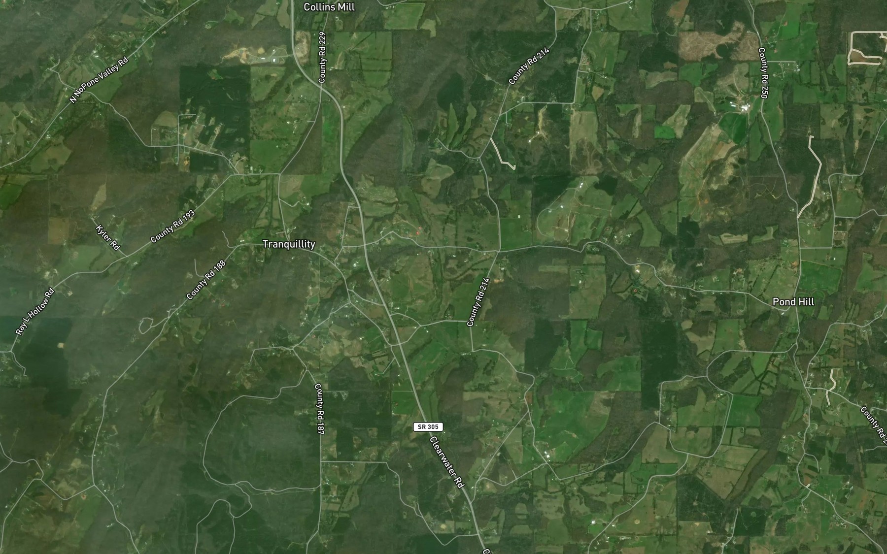 Satellite map of the Clearwater Branch