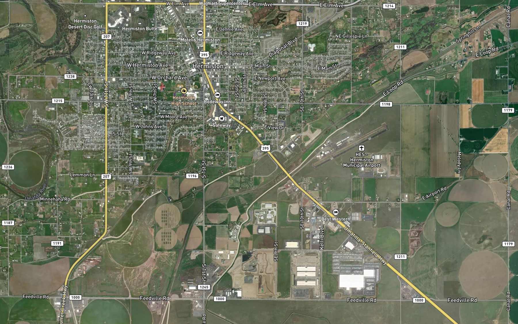 Satellite map of the A Line Canal