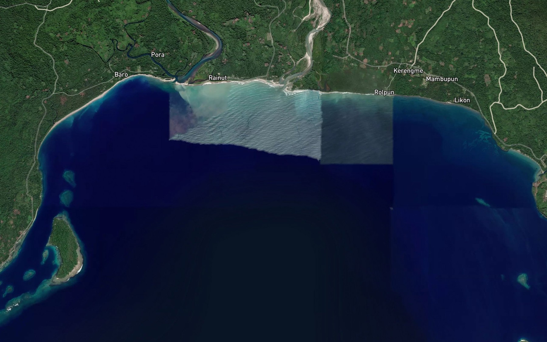 Satellite map of the Waterfall Bay