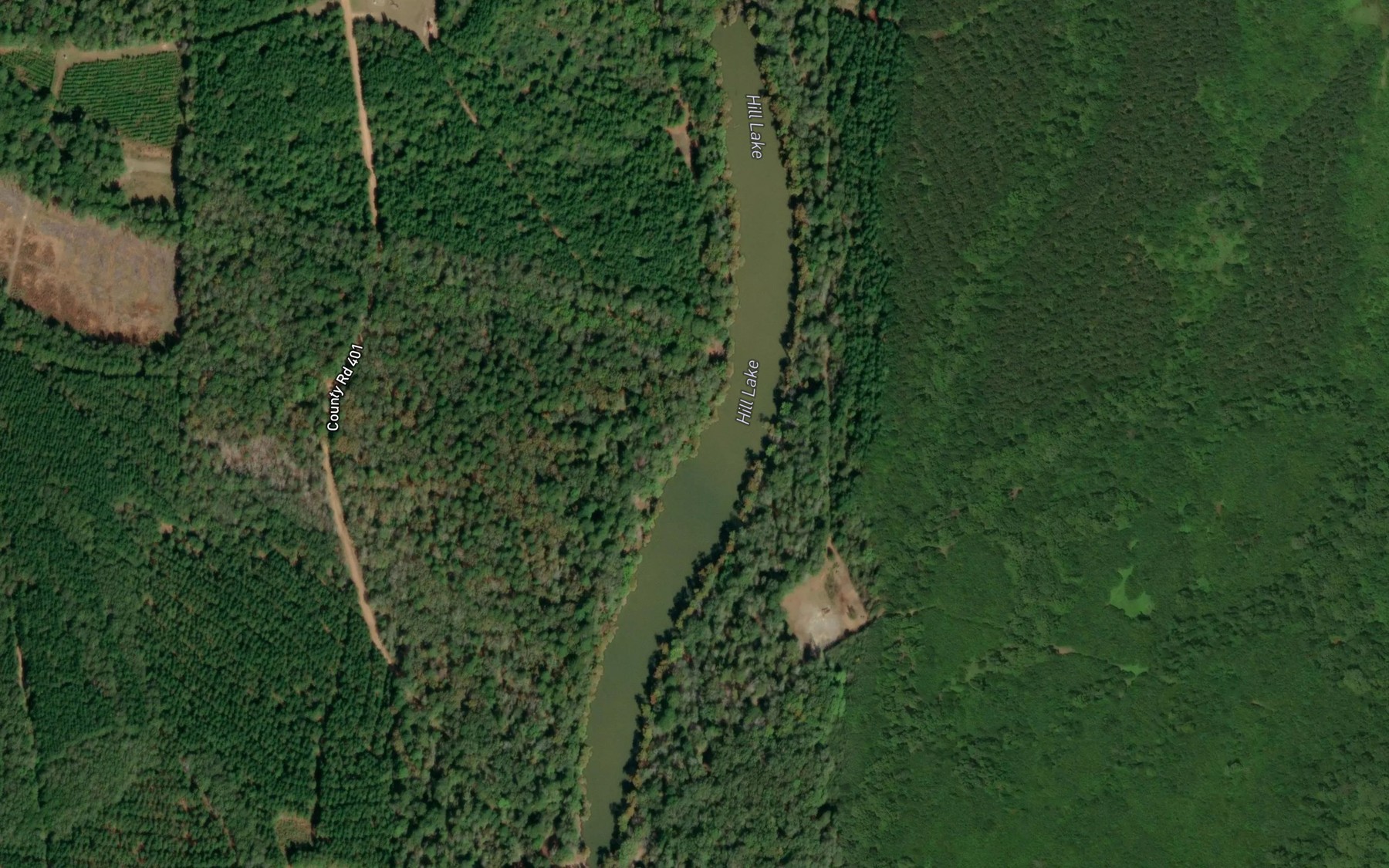 Satellite map of the Hill Lake
