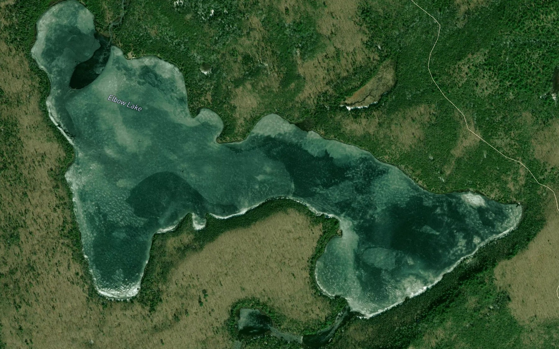 Satellite map of the Elbow Lake