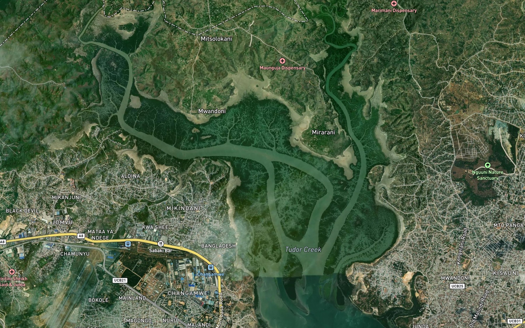 Satellite map of the Tudor Creek
