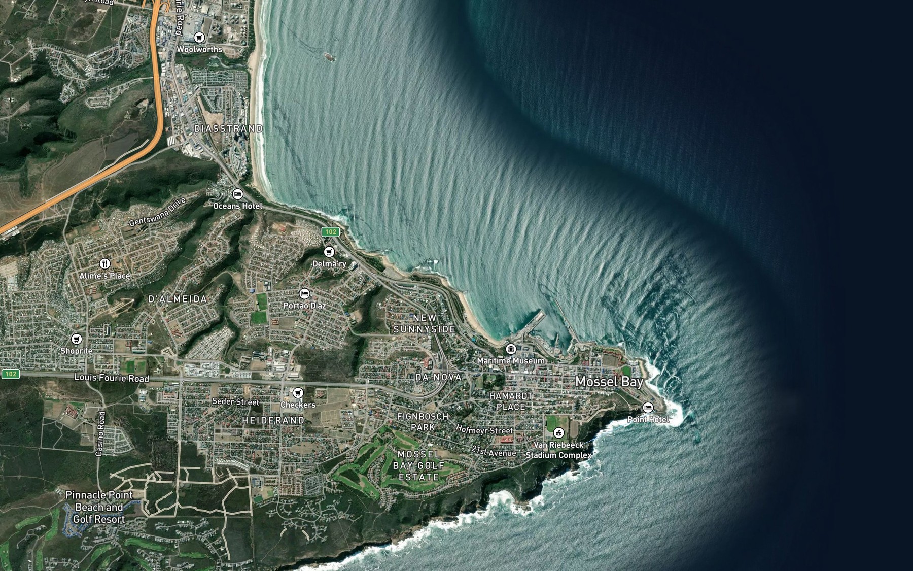 Satellite map of the Santos Bay