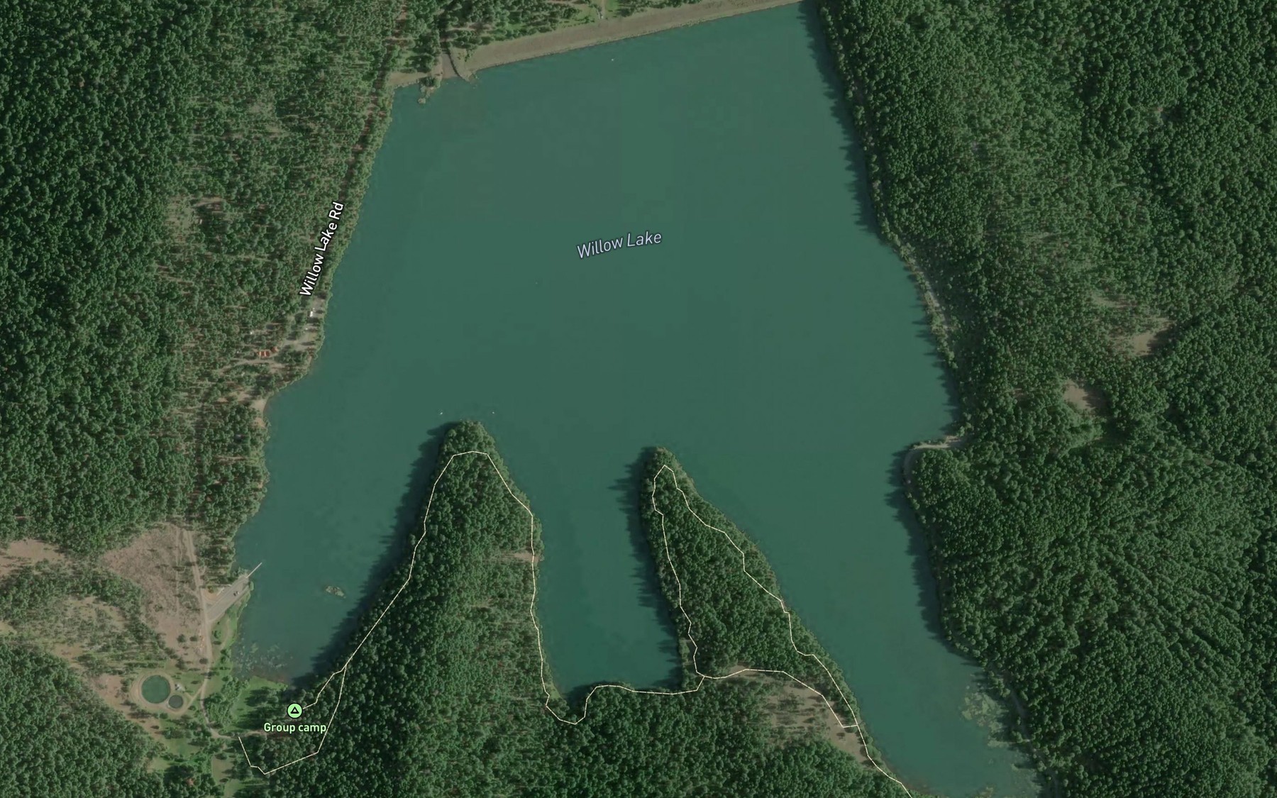 Satellite map of the Willow Lake