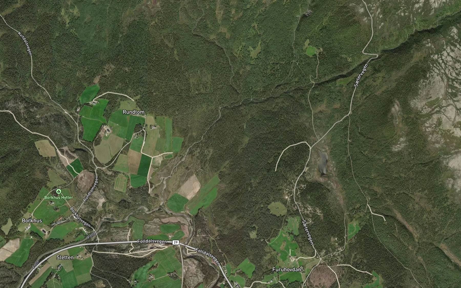 Satellite map of the Heggebekken