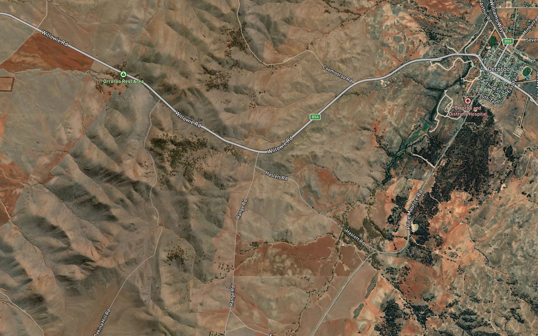 Satellite map of the Pekina Creek