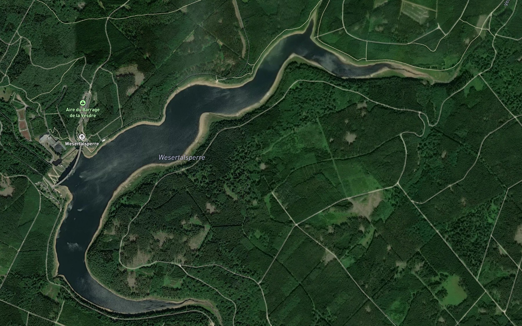 Satellite map of the Lac d'Eupen