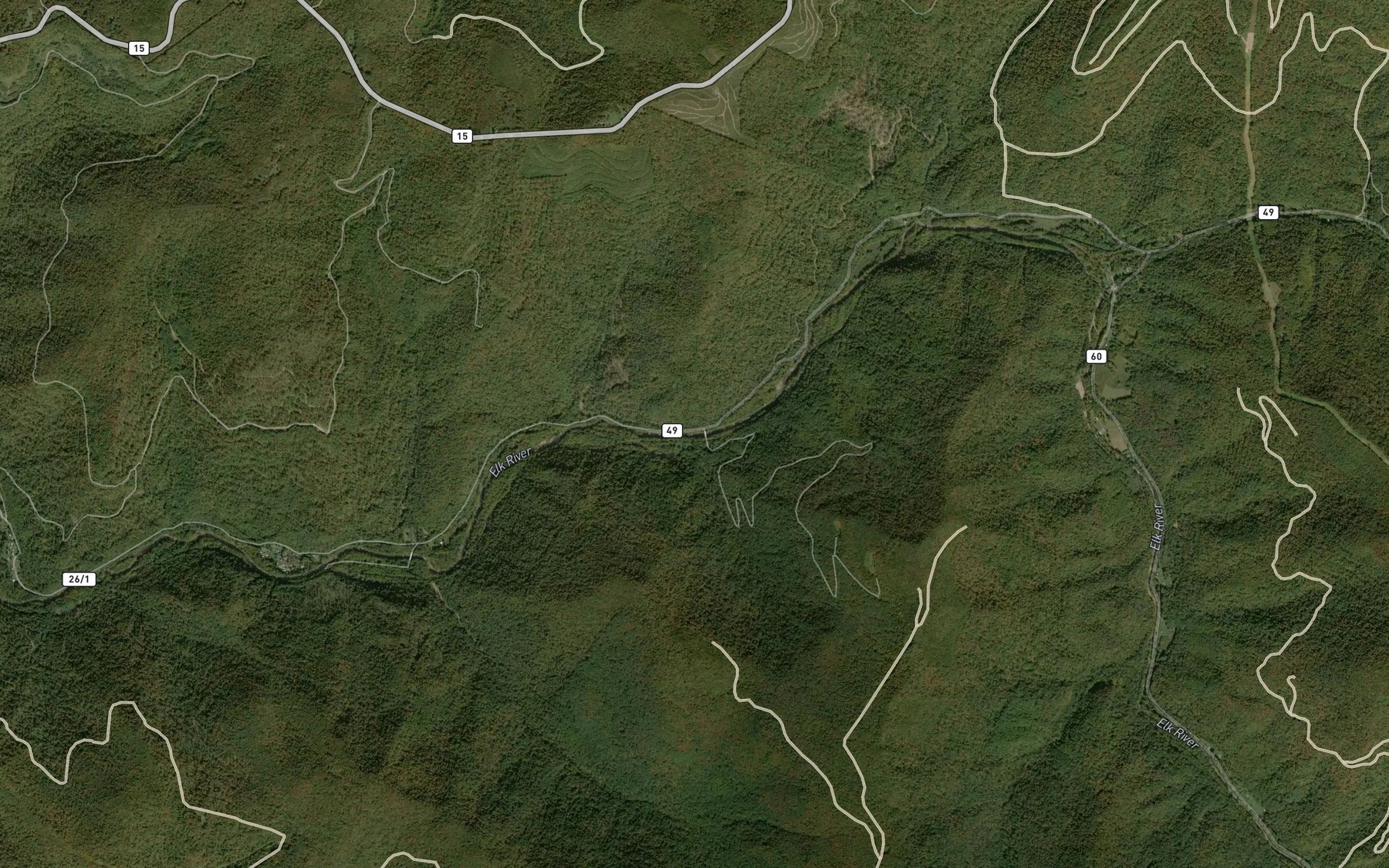 Satellite map of the Rose Run
