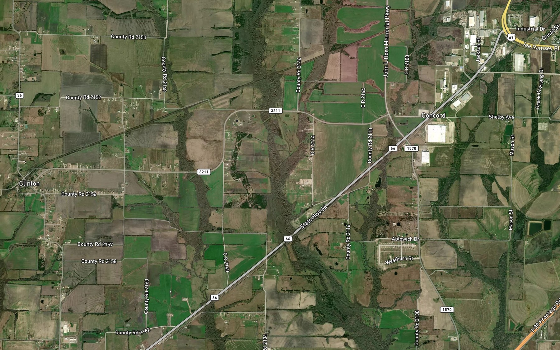 Satellite map of the Warren Branch