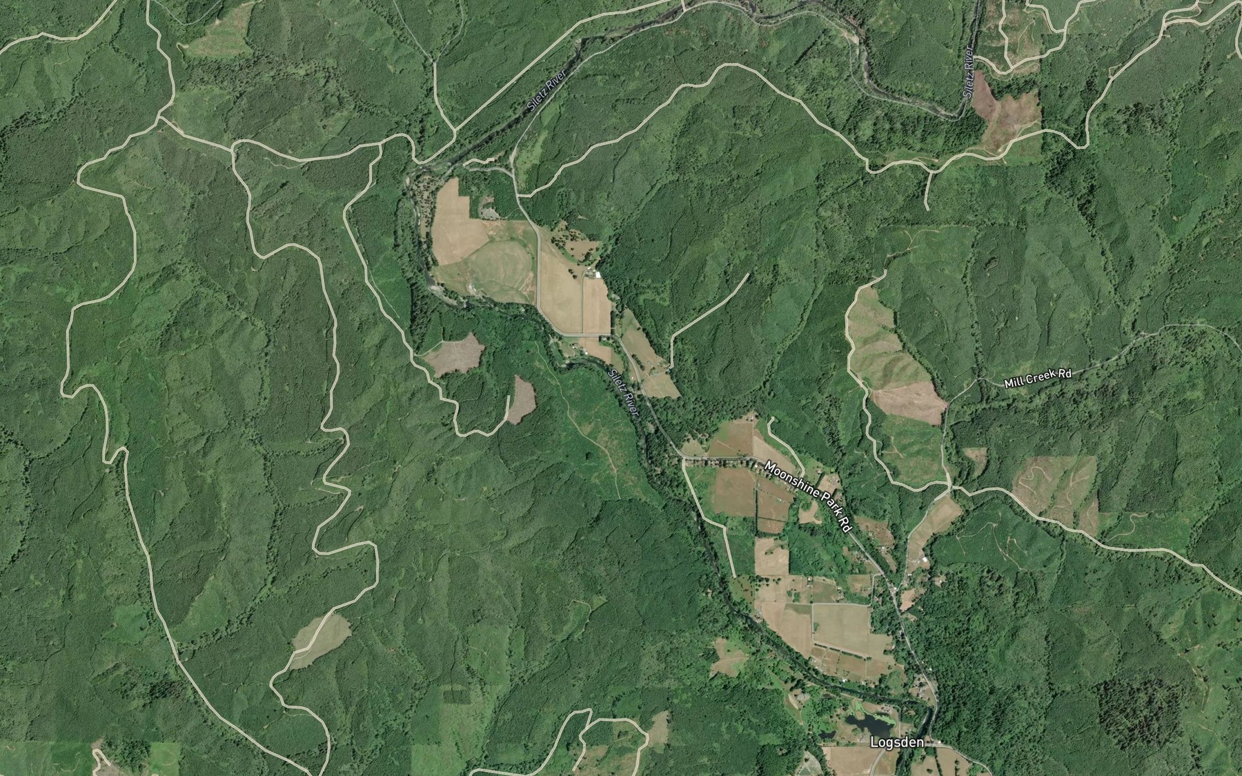 Satellite map of the Baker Creek