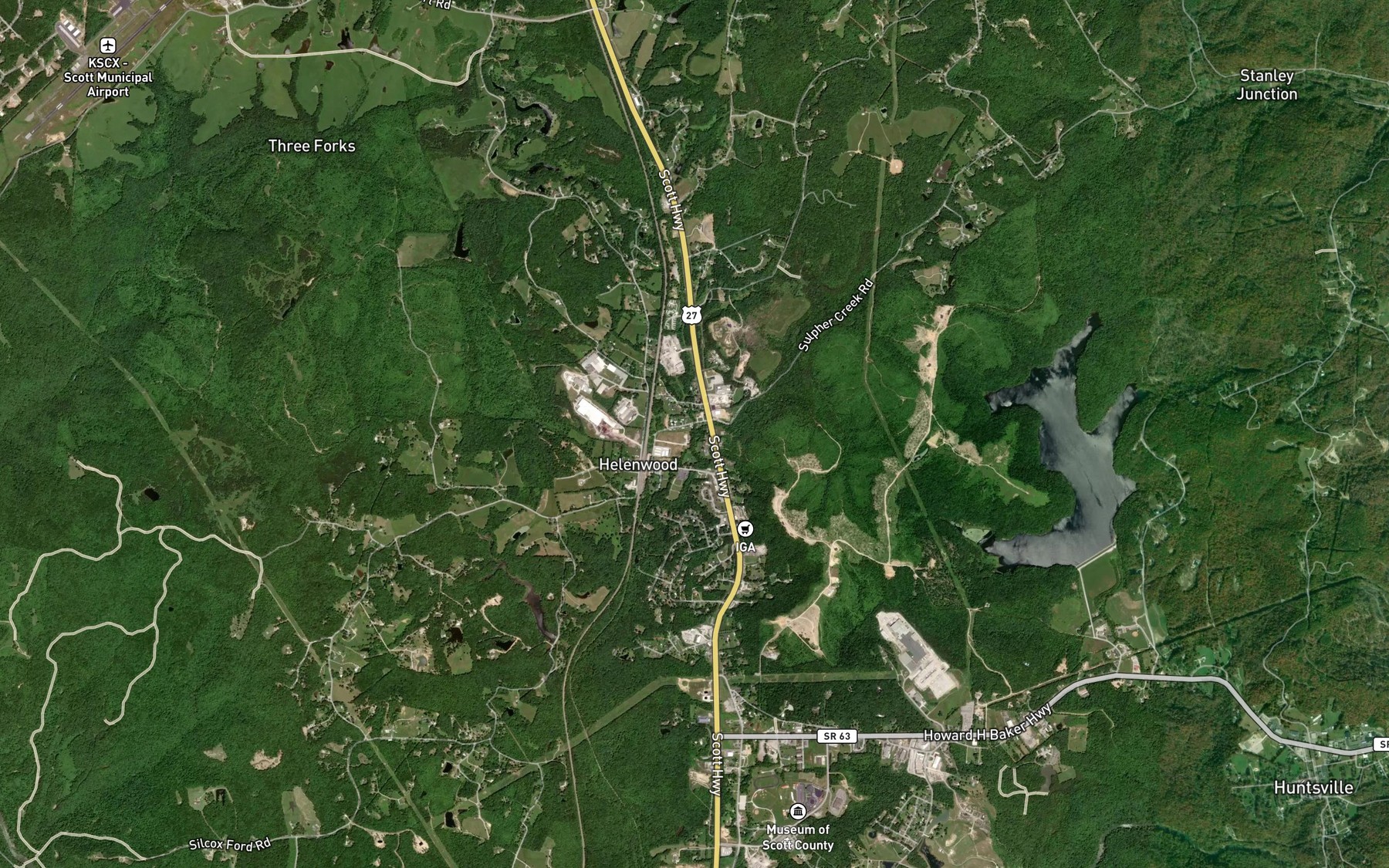 Satellite map of the Sulphur Creek
