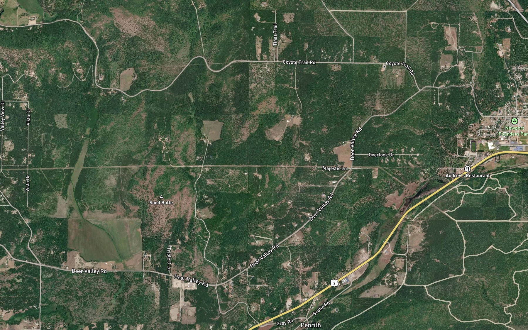 Satellite map of the Strong Creek