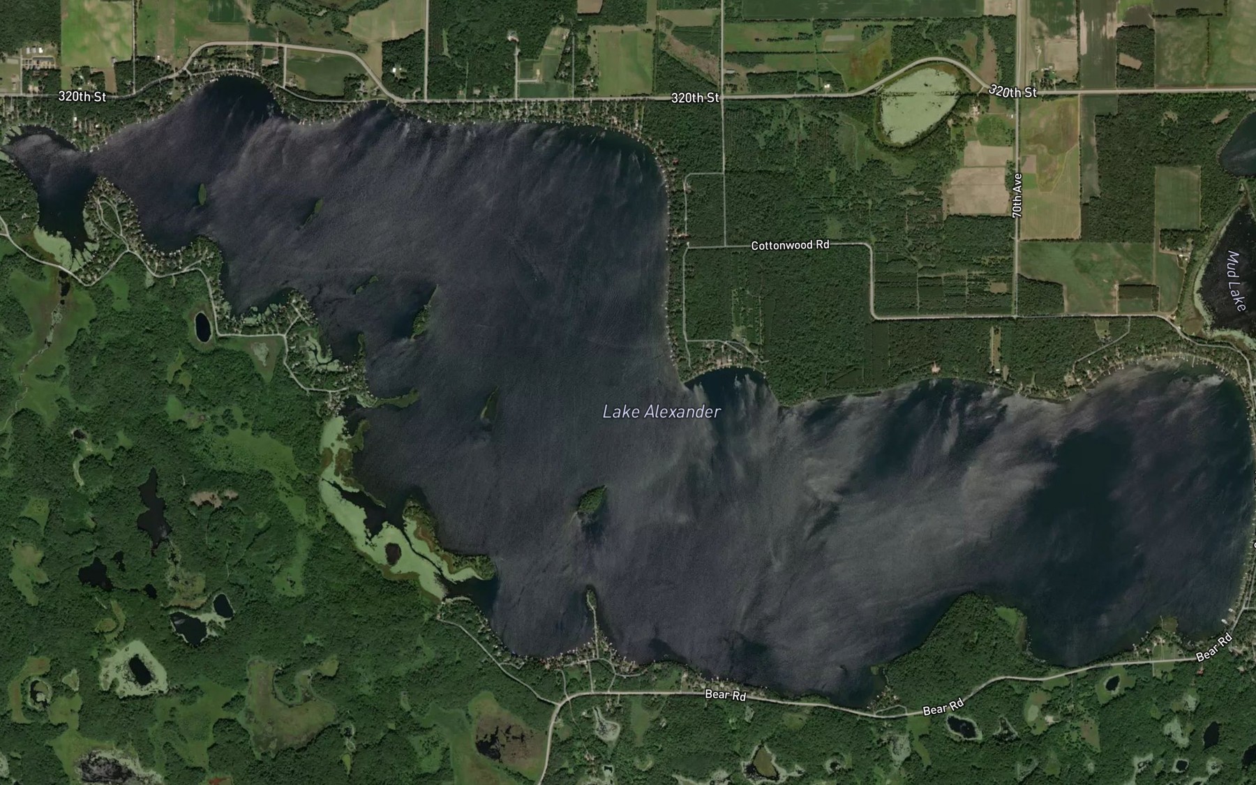 Satellite map of the Lake Alexander
