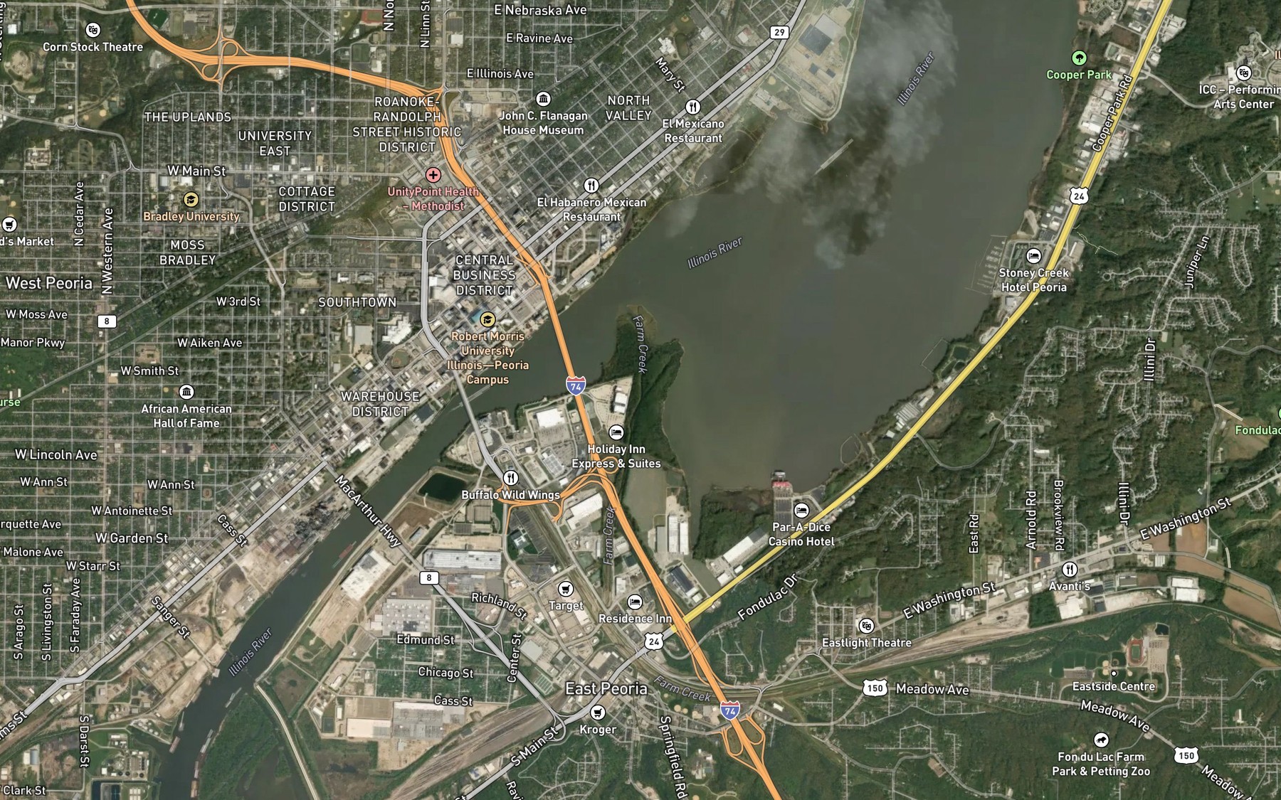 Satellite map of the Farm Creek