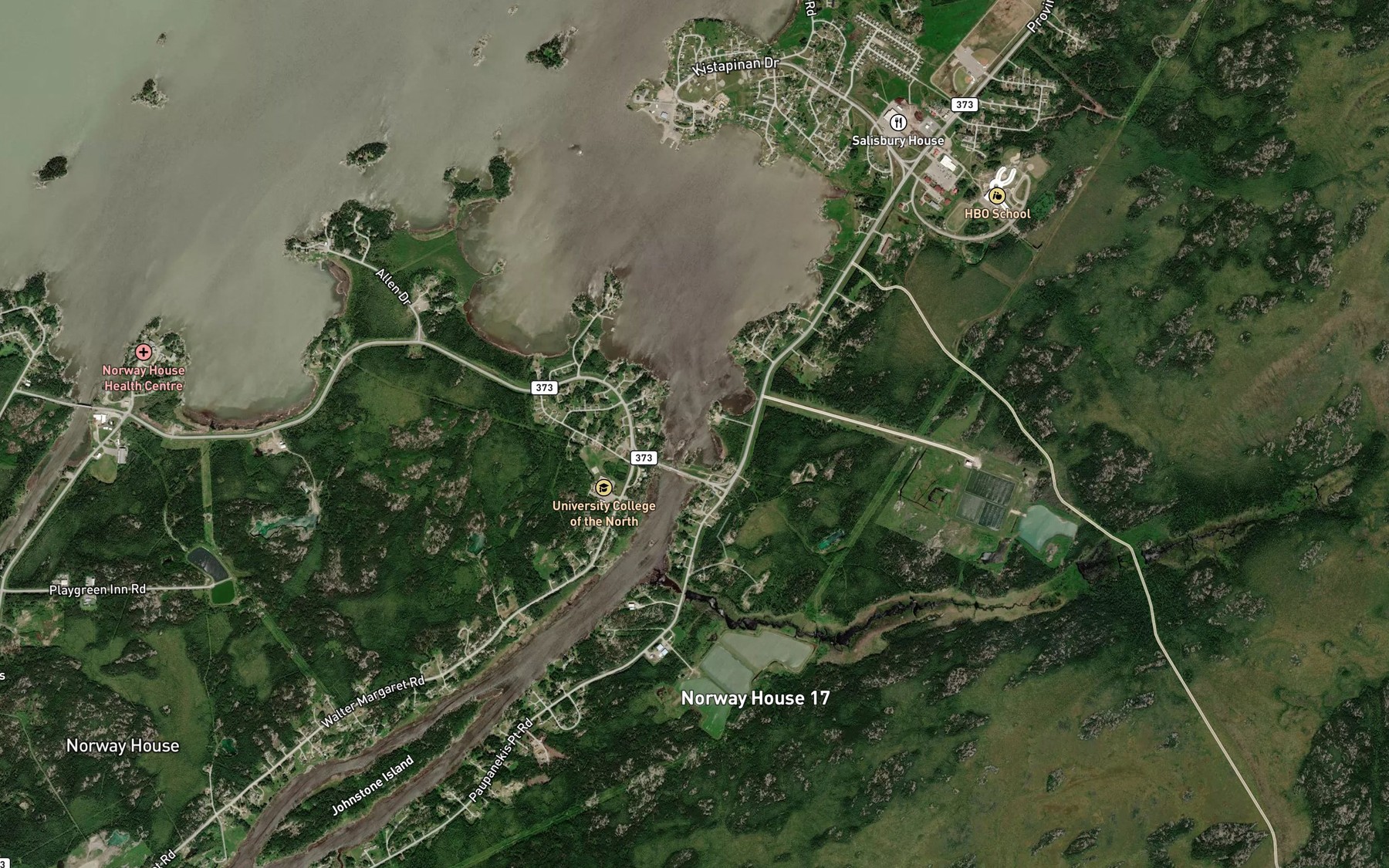 Satellite map of the Jack River