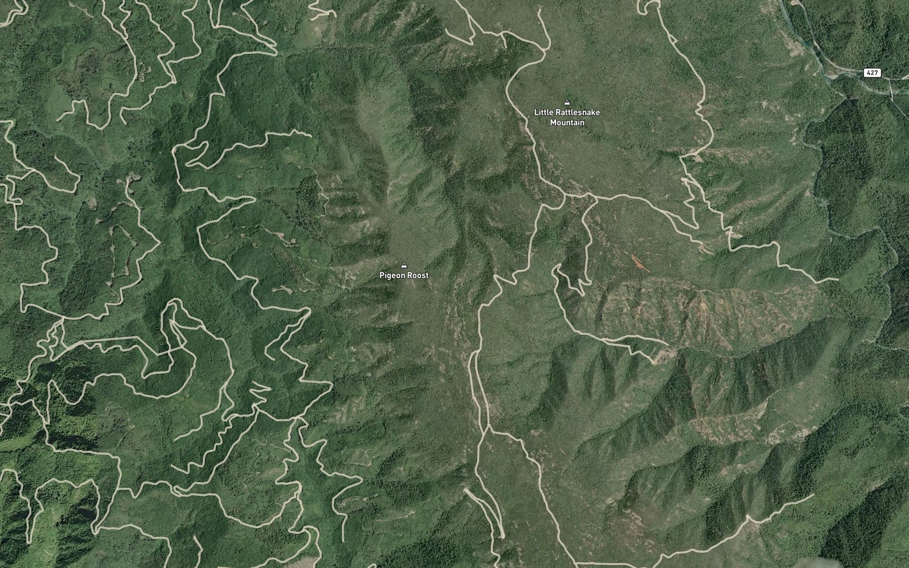 Satellite map of the Pigeon Roost Spring