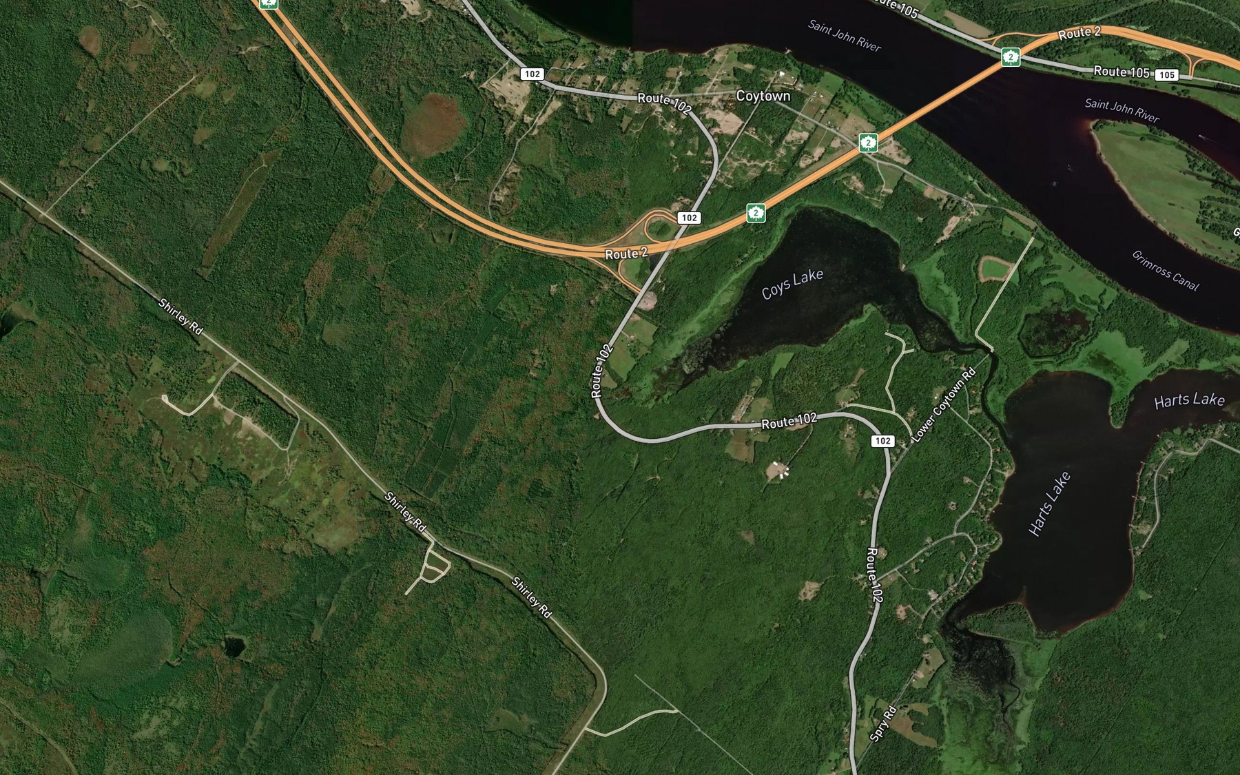 Satellite map of the Sucker Brook